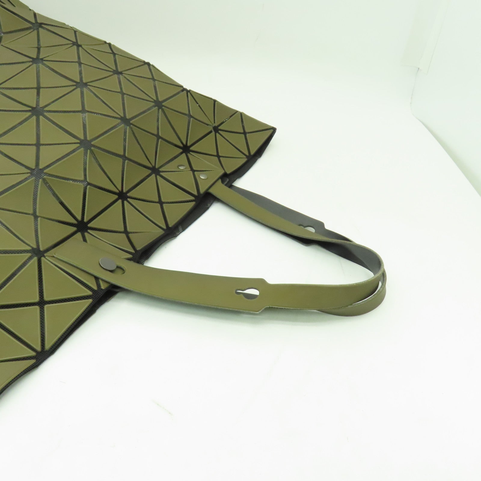 ISSEY MIYAKE PVC Tote Bag Silver Buckle Handle Bag Khaki