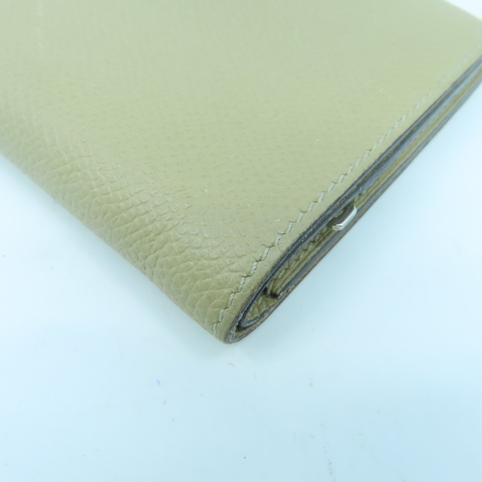 HERMES Epsom皮革Bearn Compact wallet银扣钱包Argile米色