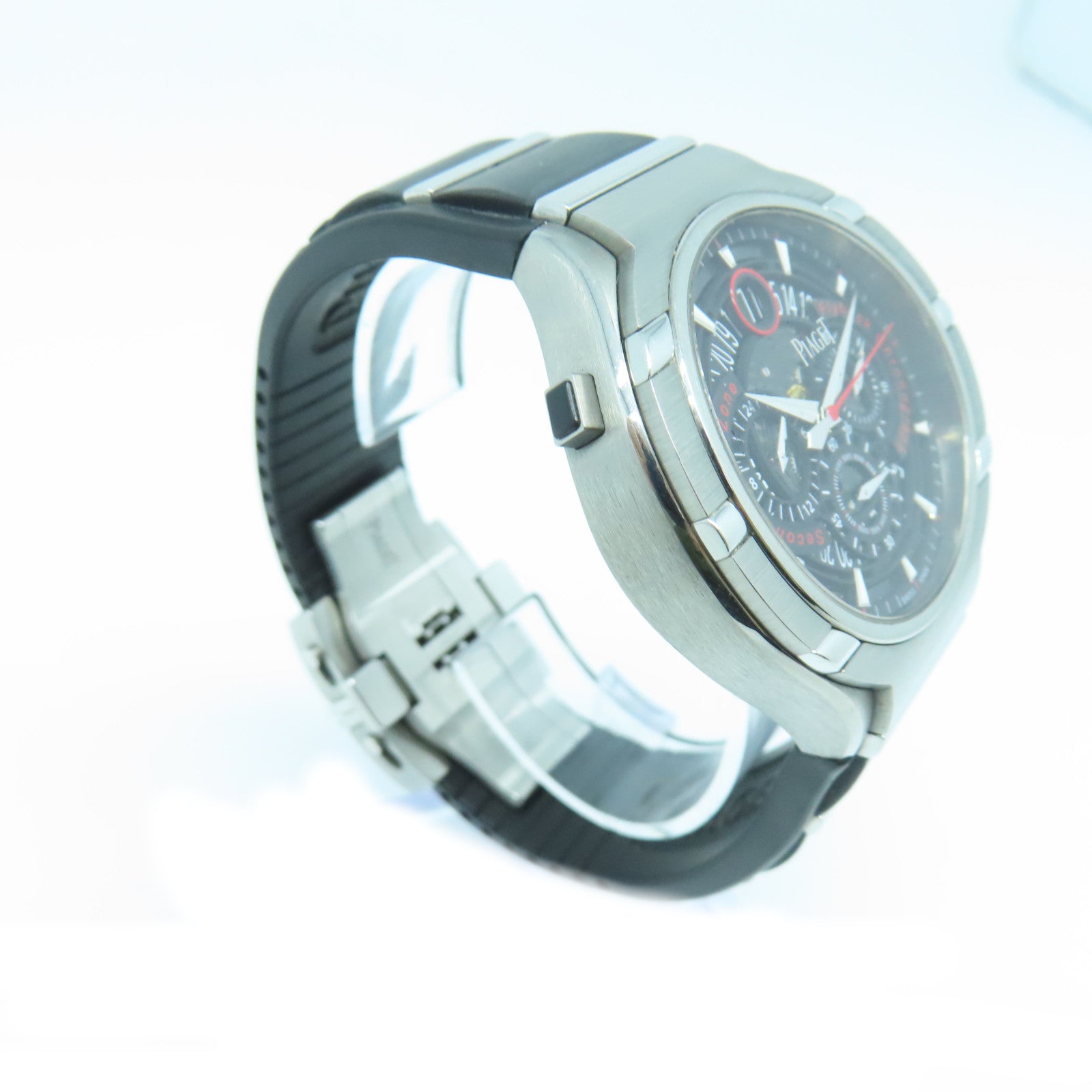 PIAGET Polo FortyFive 45mm Stainless Steel Watch Automatic Movement Black/Red