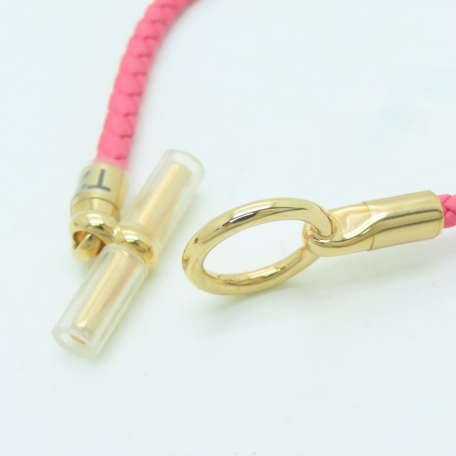 HERMES Swift皮革Glenan Bracelet金扣手鐲粉紅色