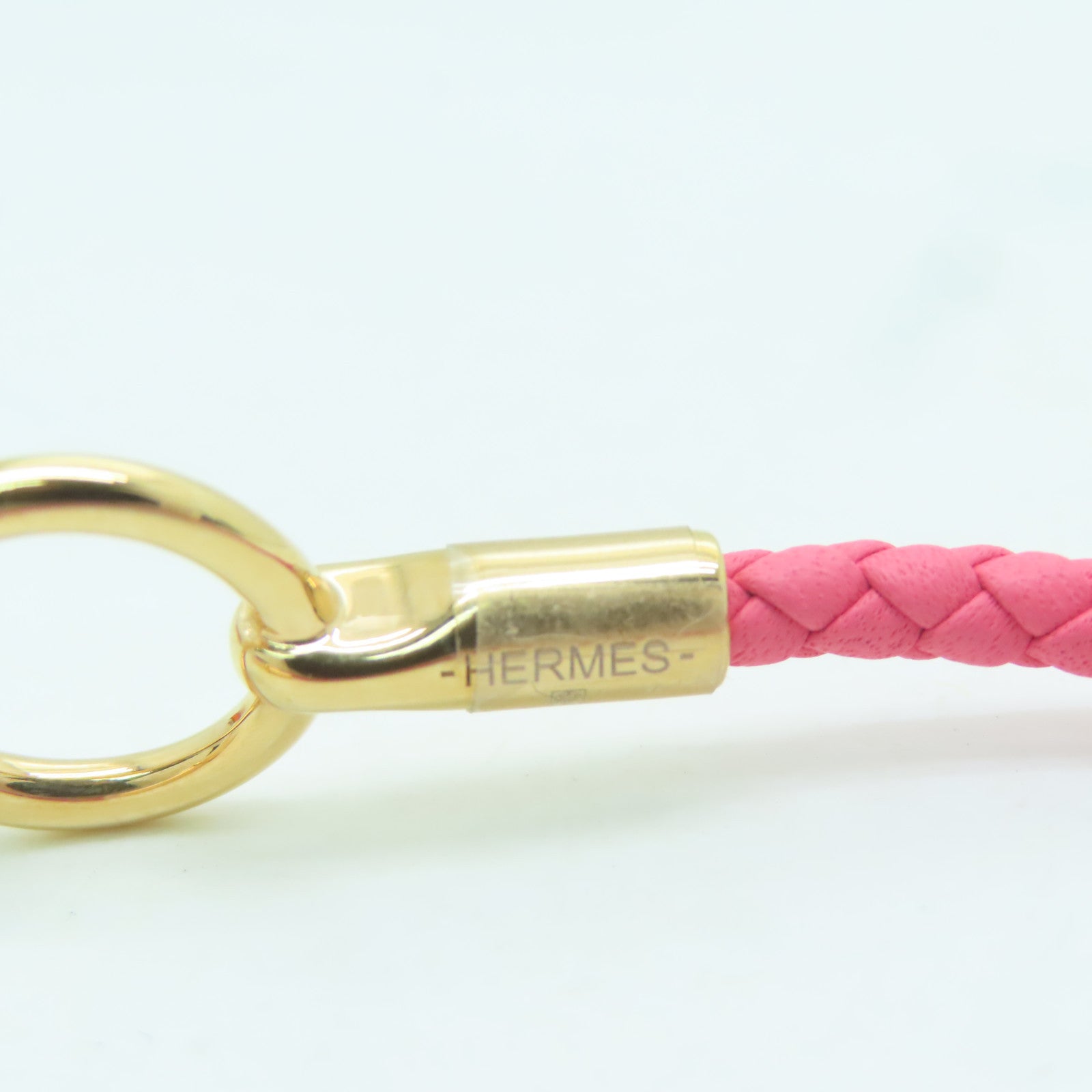 HERMES Swift皮革Glenan Bracelet金扣手鐲粉紅色