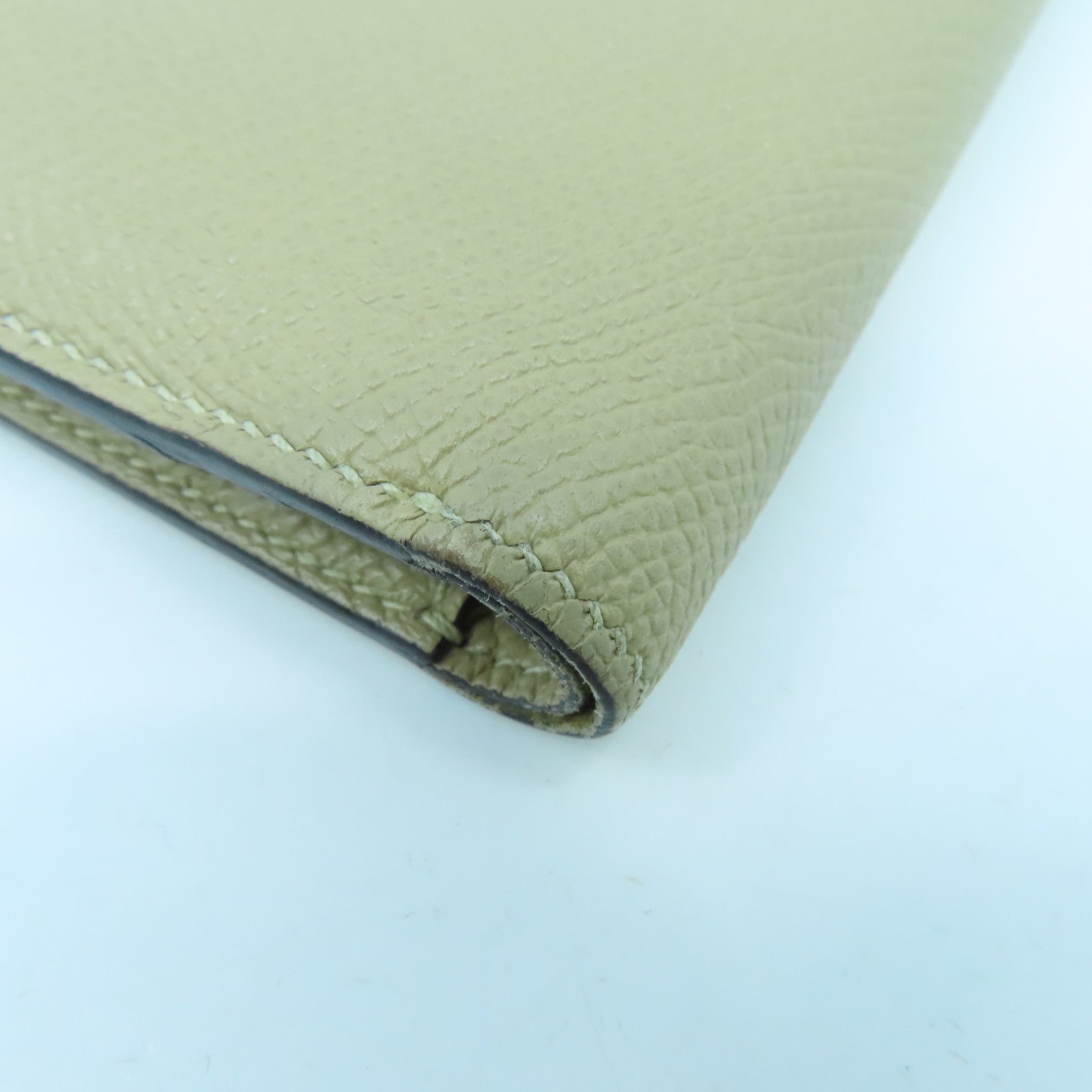 HERMES Epsom皮革Bearn Compact wallet银扣钱包Argile米色