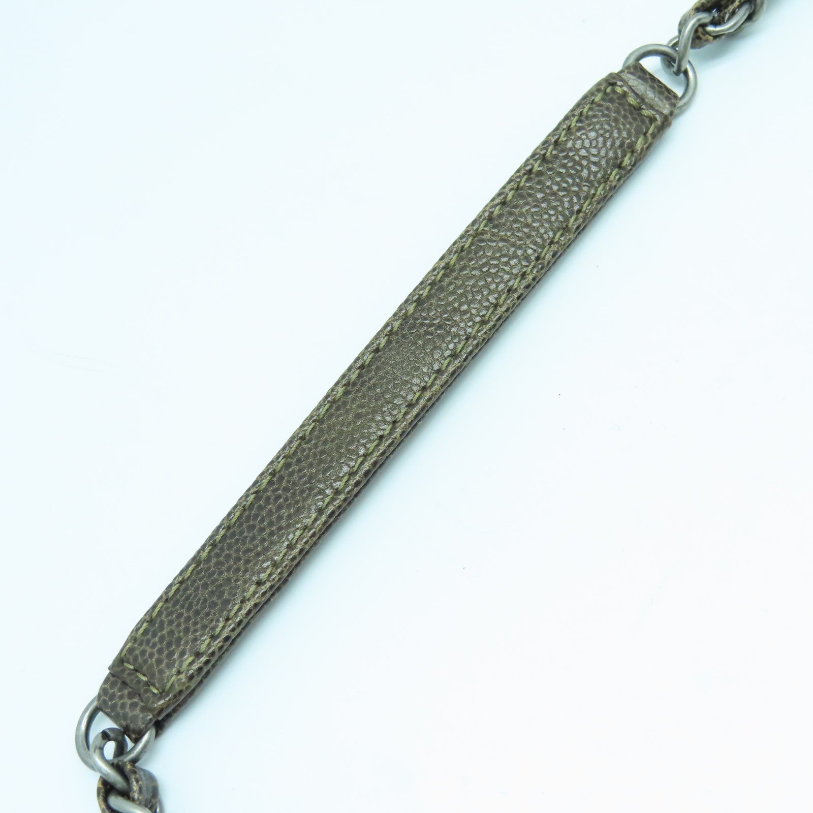 CHANEL 菱格Caviar皮革Chain Shoulder Bag银扣链带肩背袋啡色