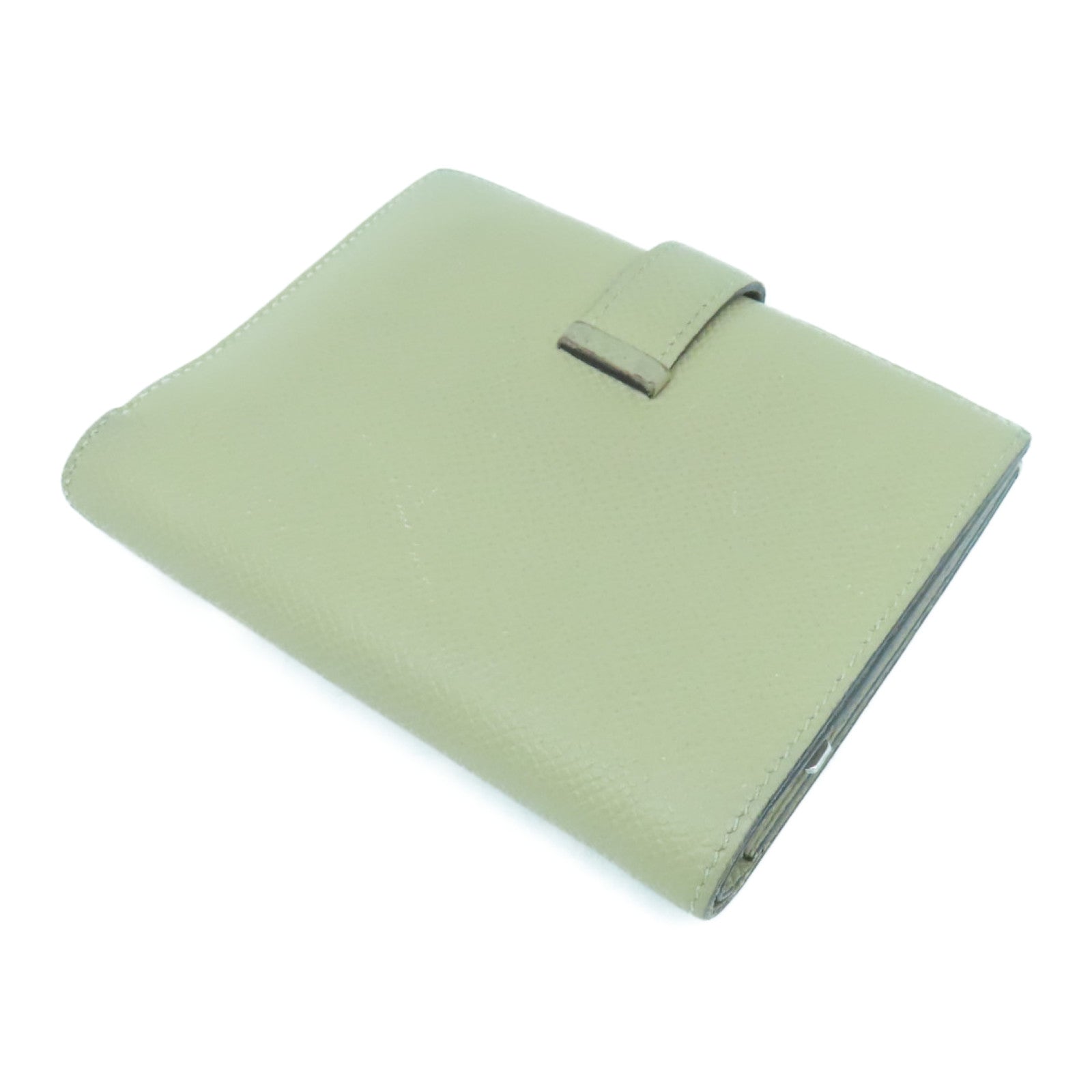 HERMES Epsom皮革Bearn Compact wallet银扣钱包Argile米色