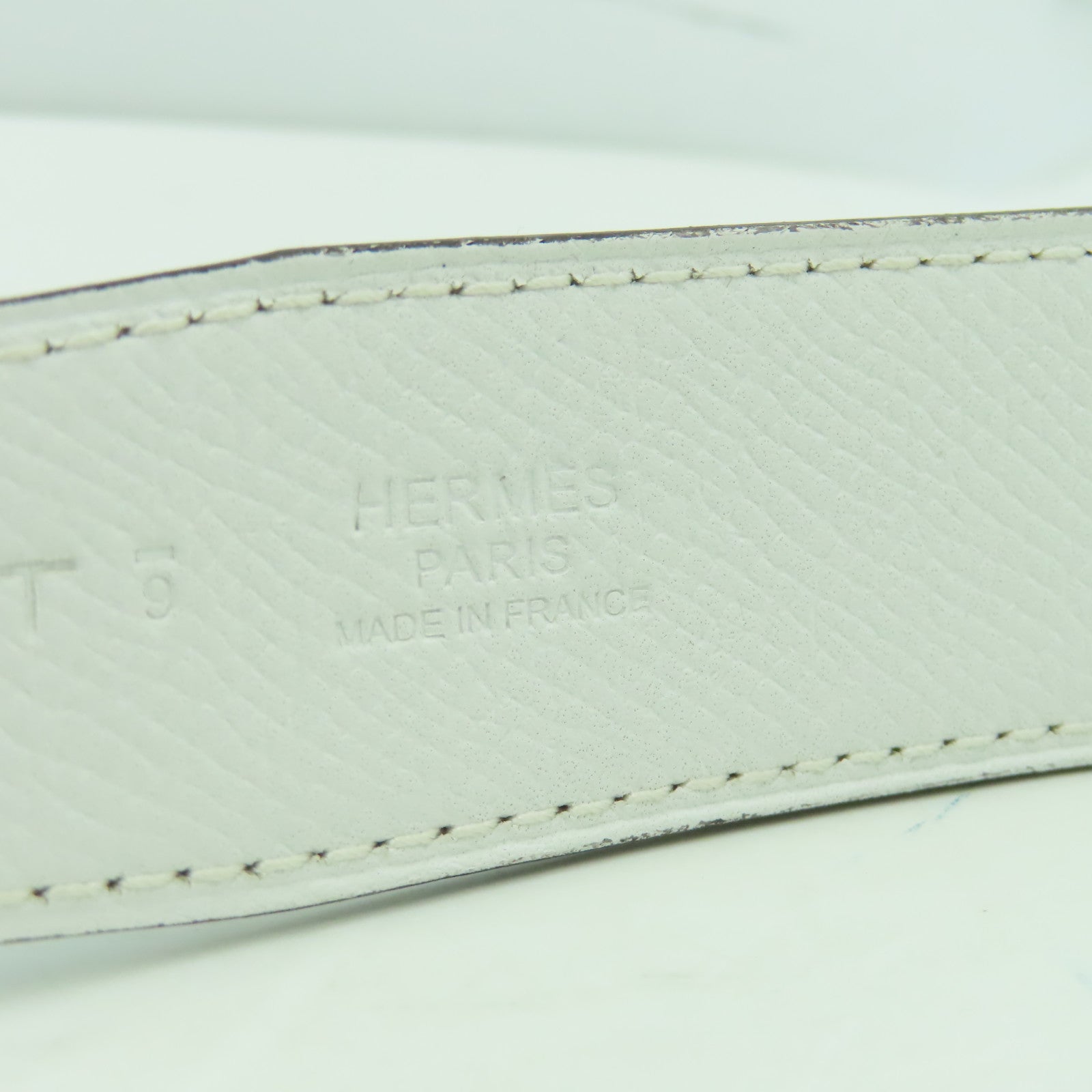 HERMES Veau Epsom皮革Belt銀扣皮帶灰水藍色