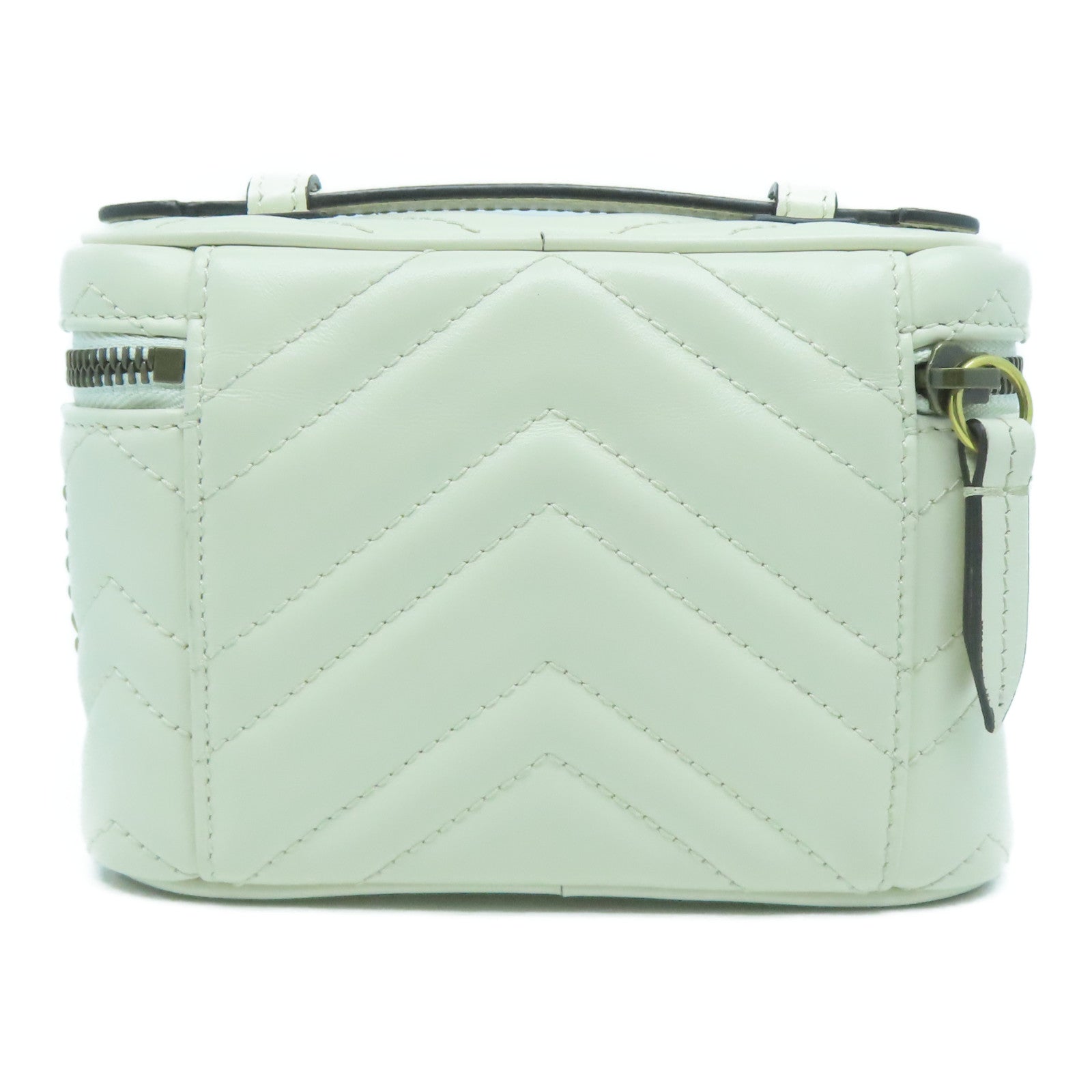 GUCCI 斜紋牛皮皮革Chain Shoulder Bag金扣鏈帶肩背袋白色
