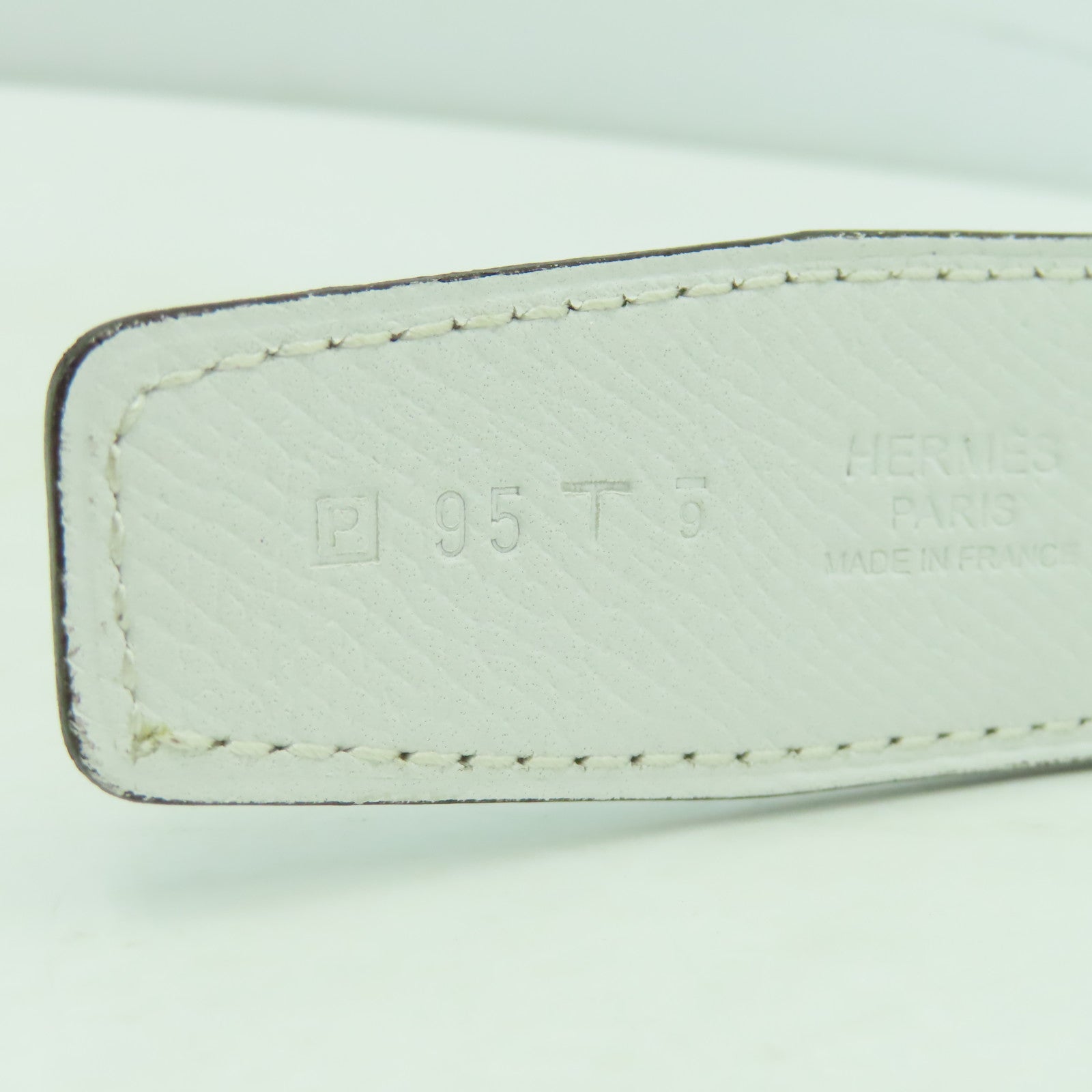 HERMES Veau Epsom皮革Belt銀扣皮帶灰水藍色