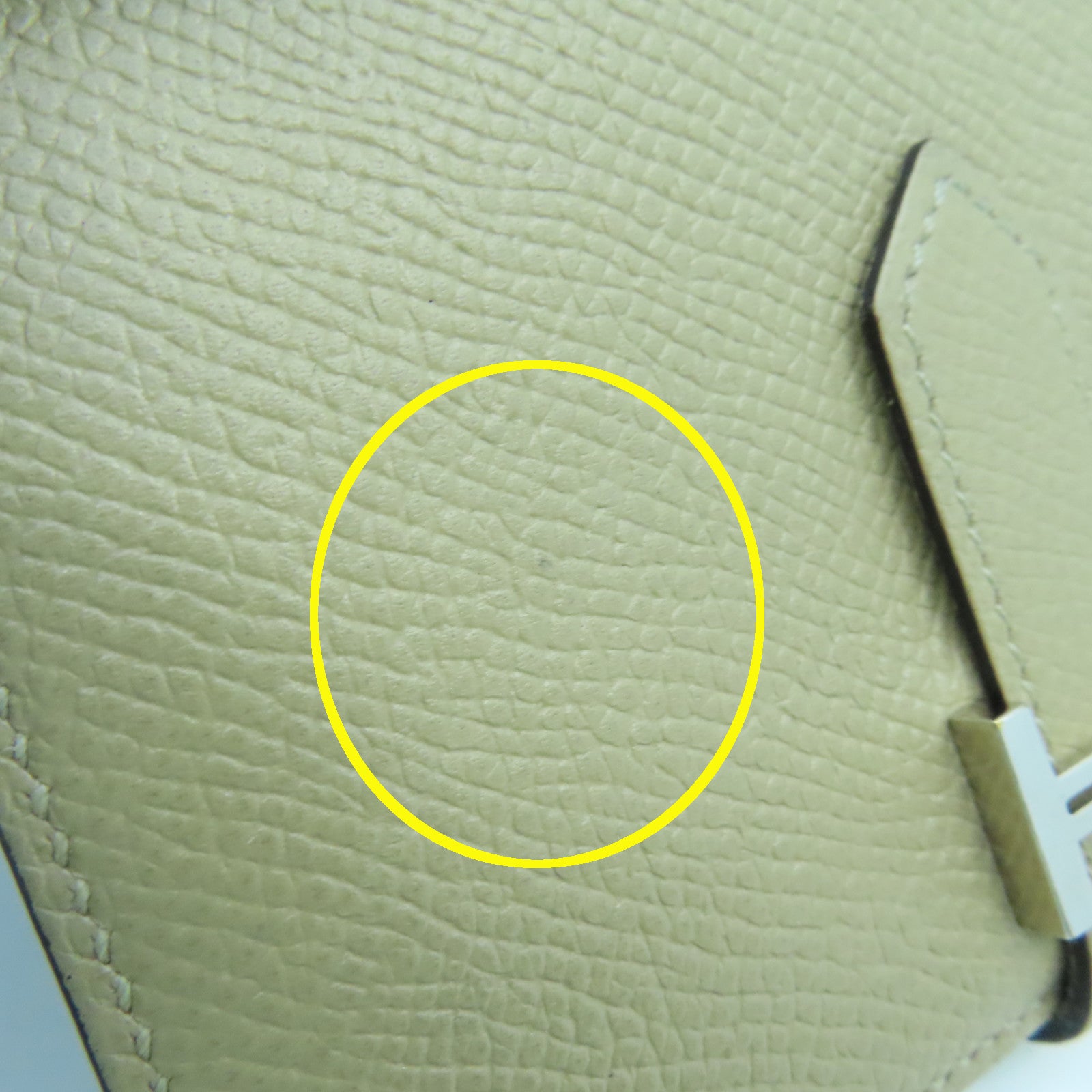 HERMES Epsom皮革Bearn Compact wallet银扣钱包Argile米色