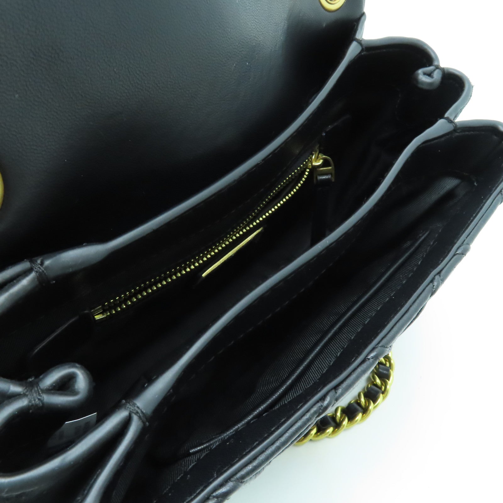 Tory Burch 牛皮皮革Chain Shoulder金扣鏈帶肩背袋黑色