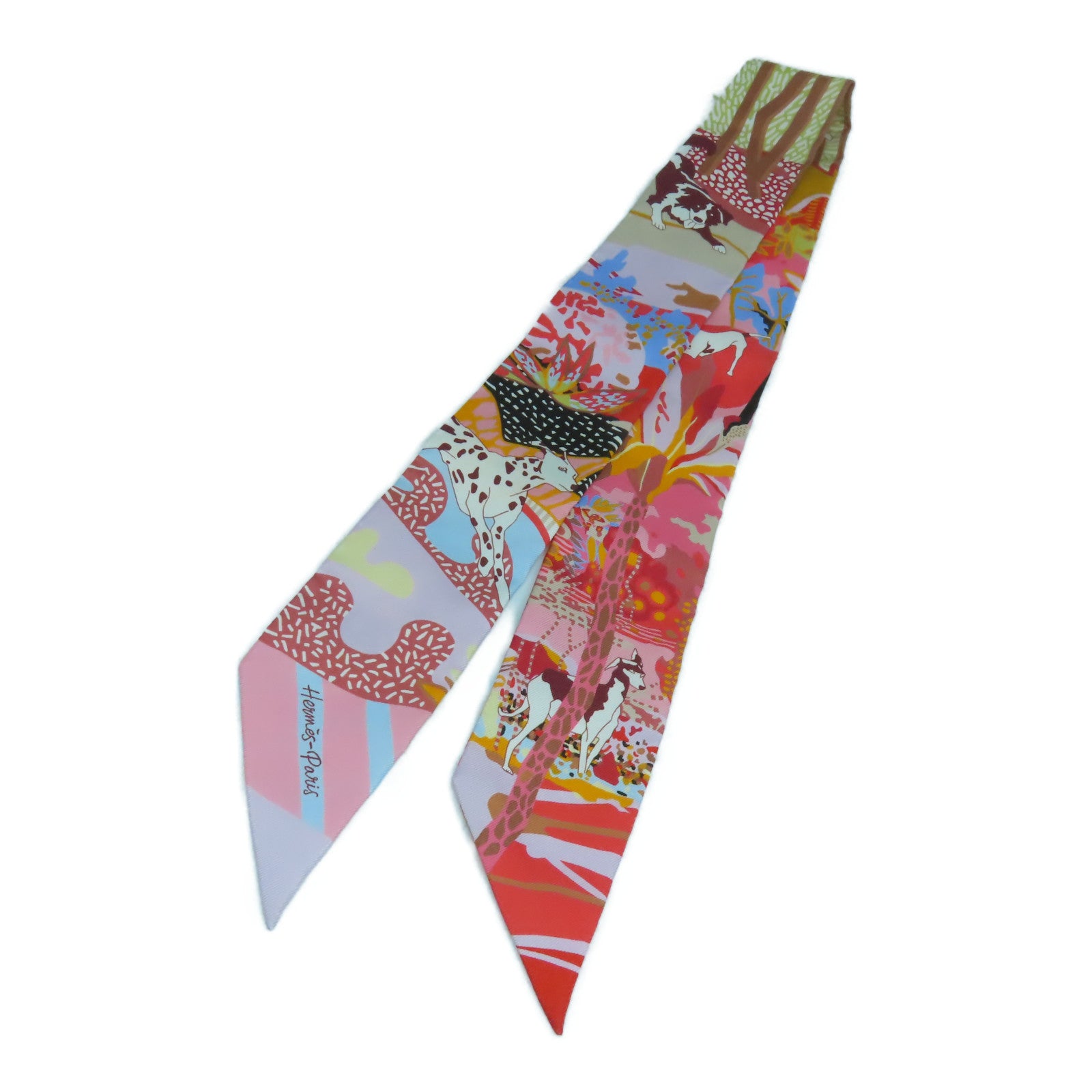 HERMES 絲質Twilly絲巾彩色