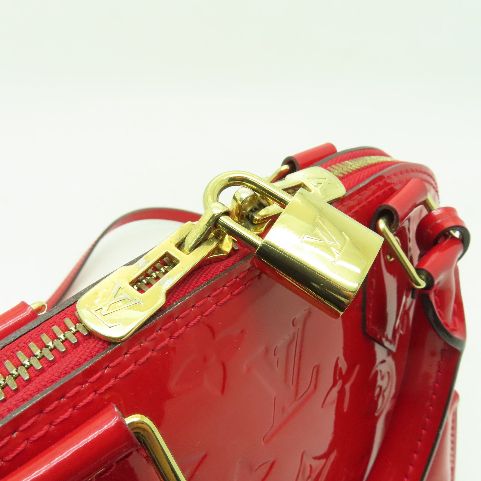 LOUIS VUITTON Vernis Alma BB金扣手挽肩背兩用袋紅色
