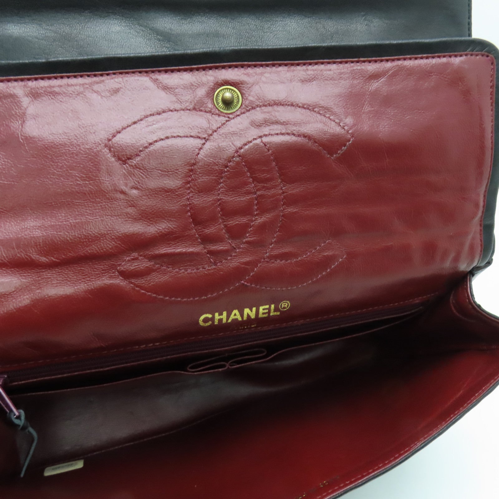 CHANEL 菱格羊皮皮革Chain Shoulder链带肩背袋金扣黑色