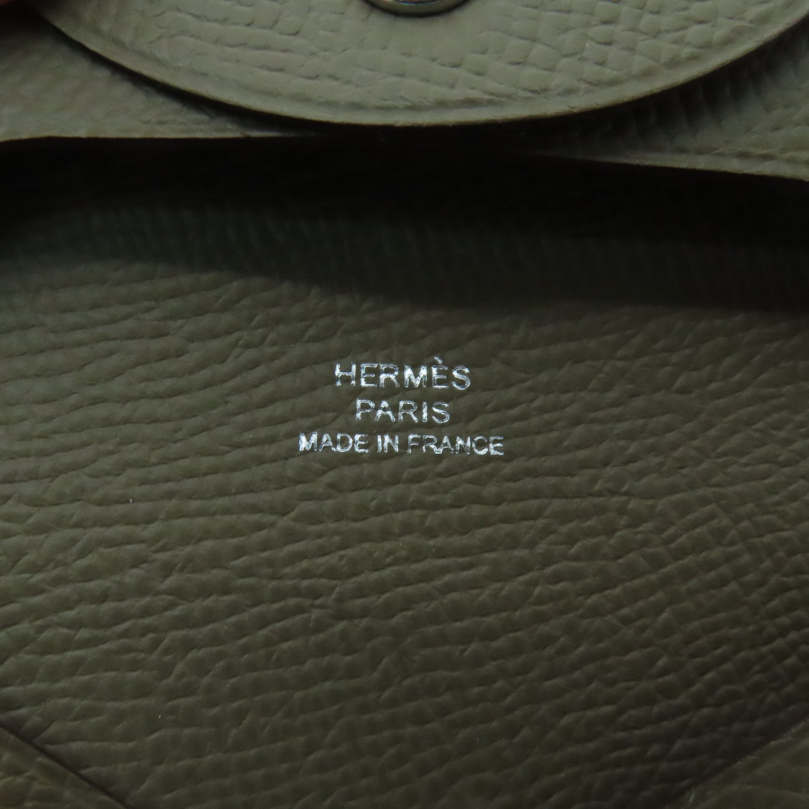HERMES Veau Epsom皮革Bastia銀扣零錢包大象灰