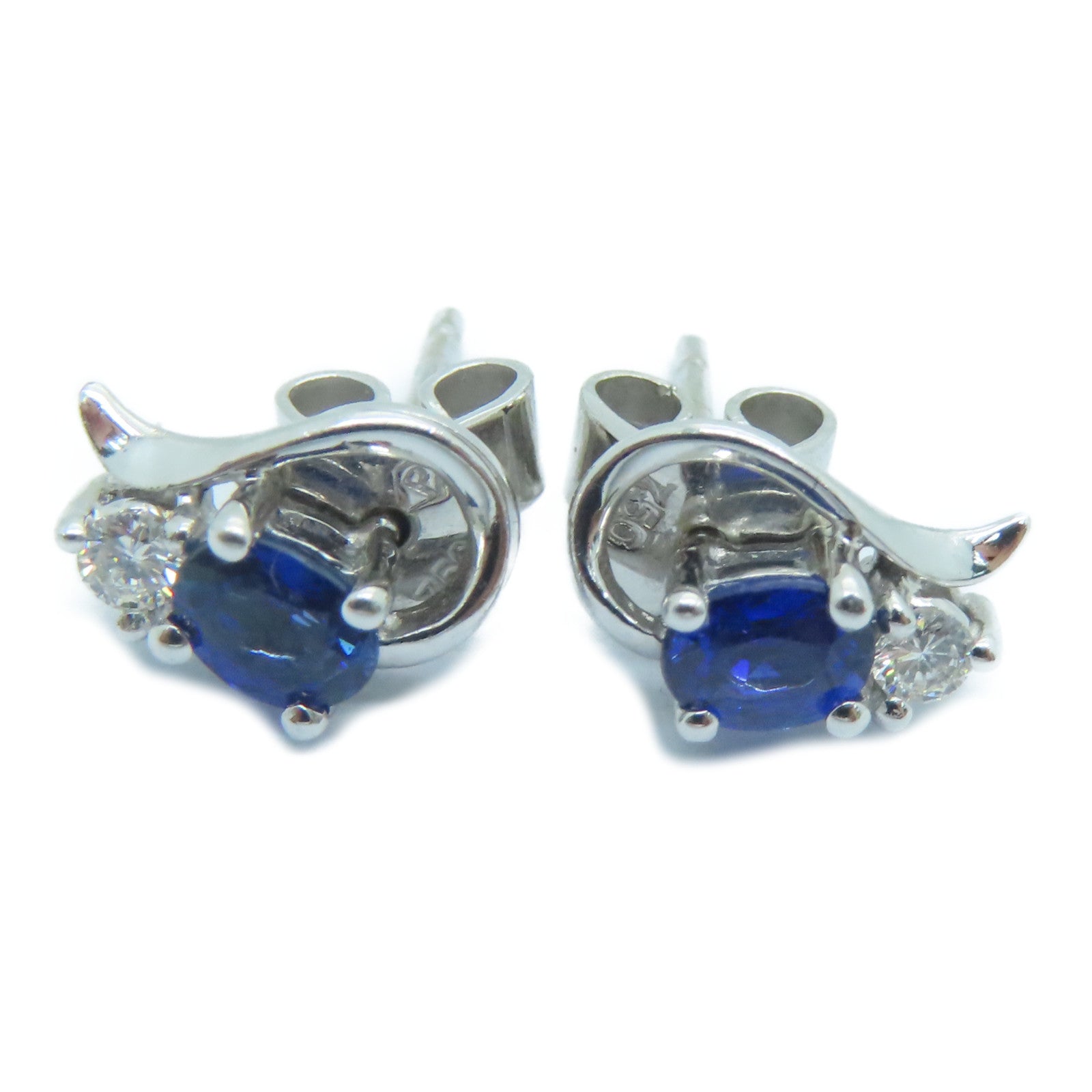 JEWELRY 18K White Gold Earrings Sapphire Earrings