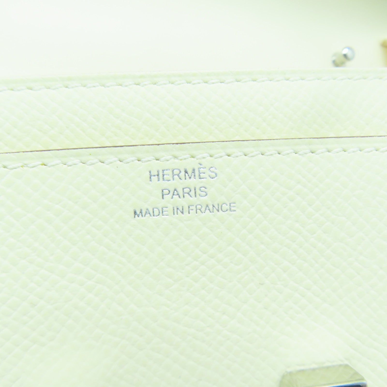 HERMES Veau Epsom皮革Constance To Go銀扣肩背袋米色