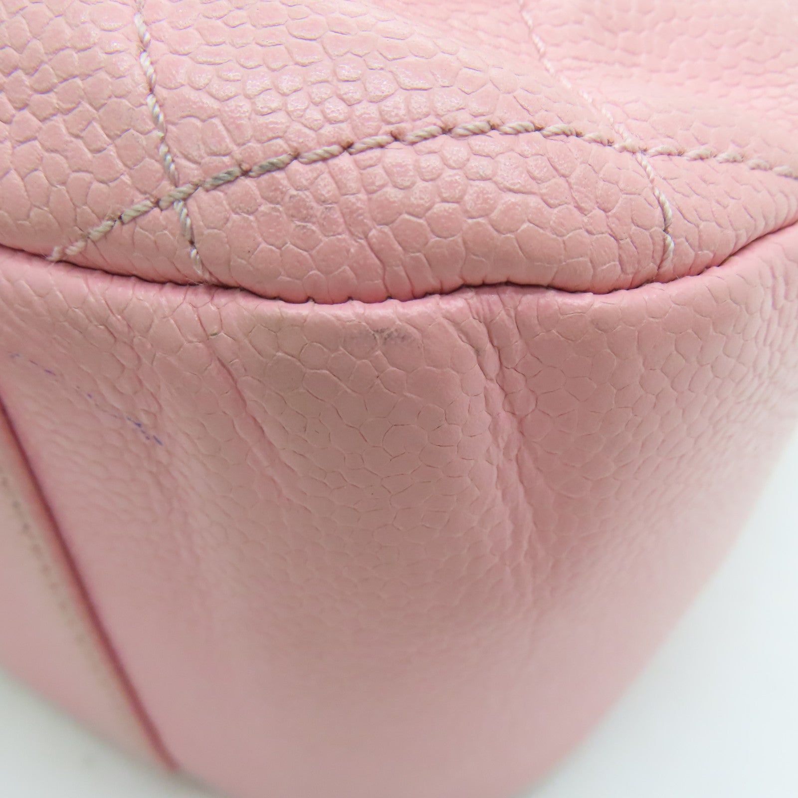 CHANEL 菱格Caviar皮革Chain Shoulder金扣肩背袋粉红