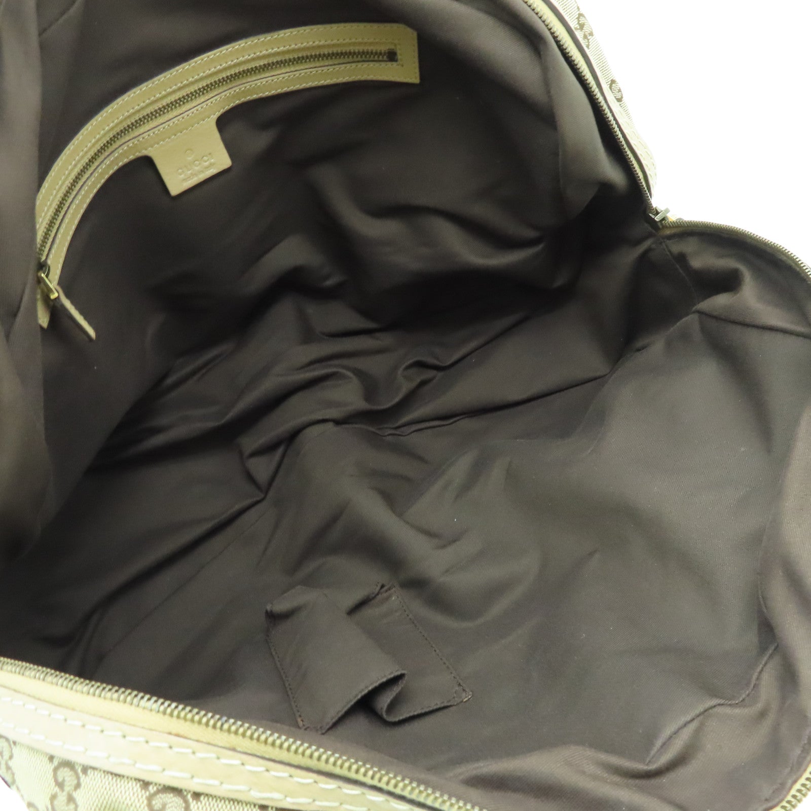GUCCI Canvas Boston Bag Gold Buckle Boston Bag Beige