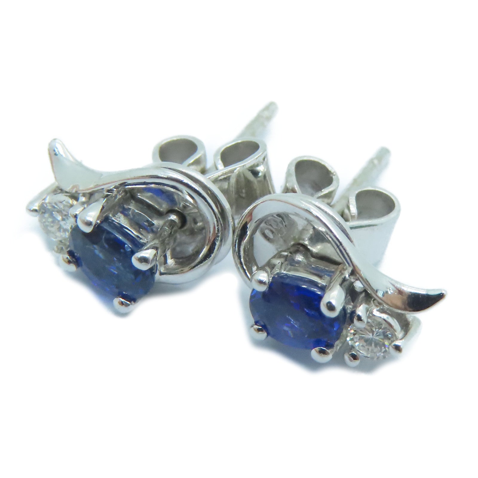JEWELRY 18K White Gold Earrings Sapphire Earrings