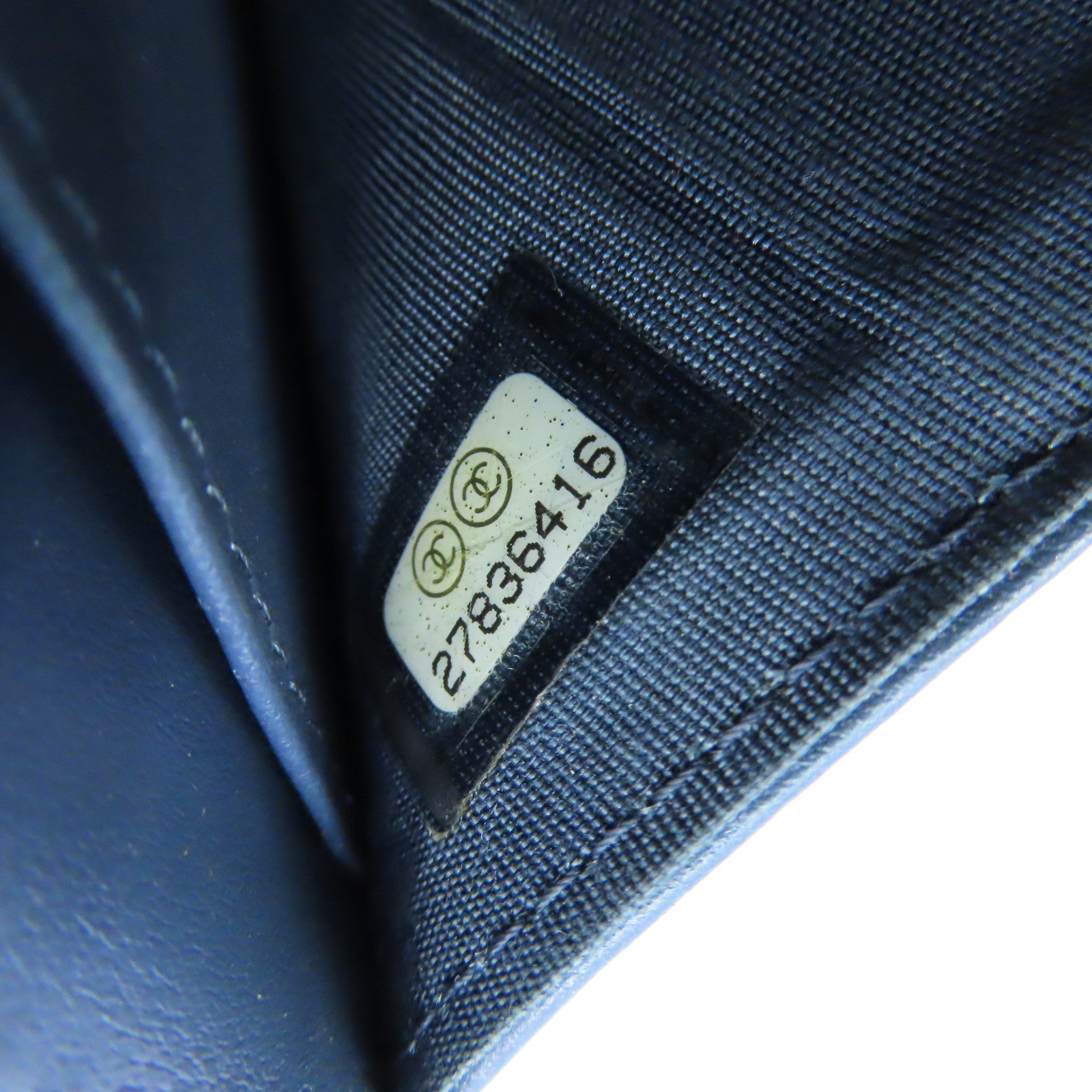 CHANEL 菱格Caviar皮革Wallet金扣錢包藍色