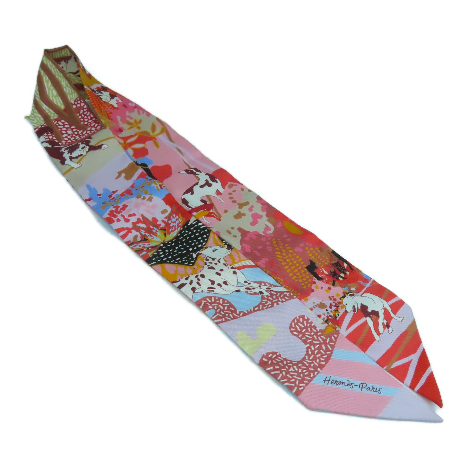 HERMES 絲質Twilly絲巾彩色