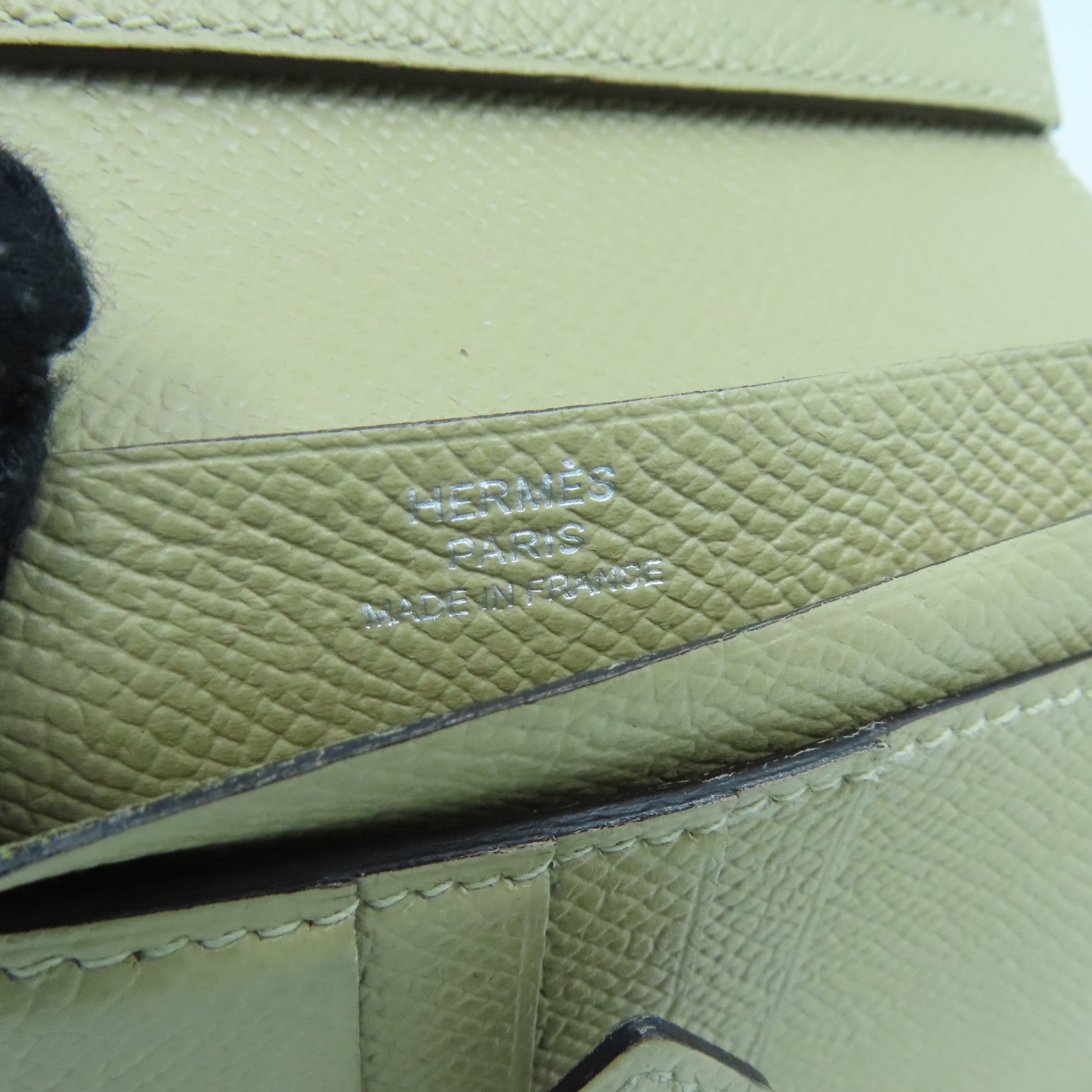 HERMES Epsom皮革Bearn Compact wallet银扣钱包Argile米色
