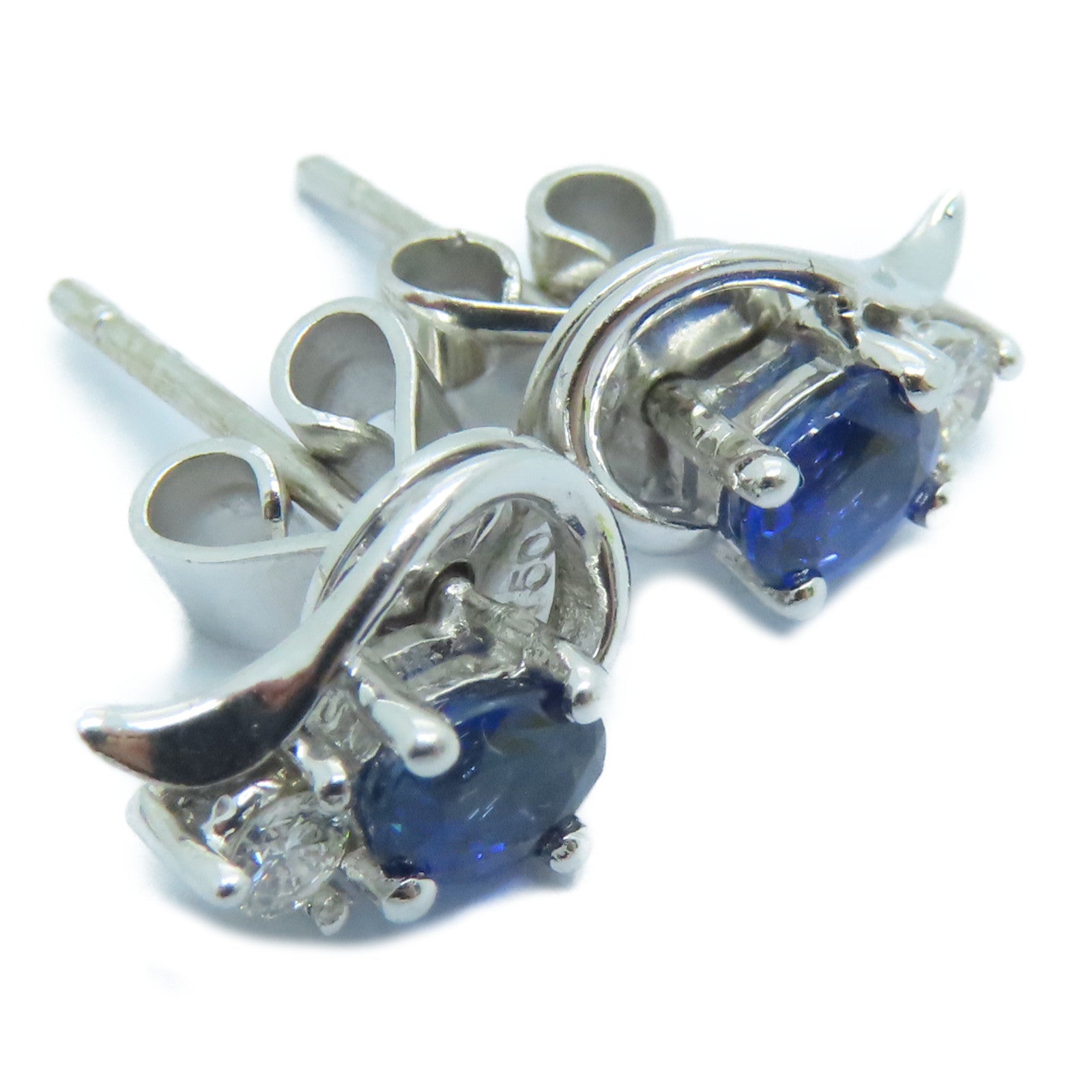 JEWELRY 18K White Gold Earrings Sapphire Earrings