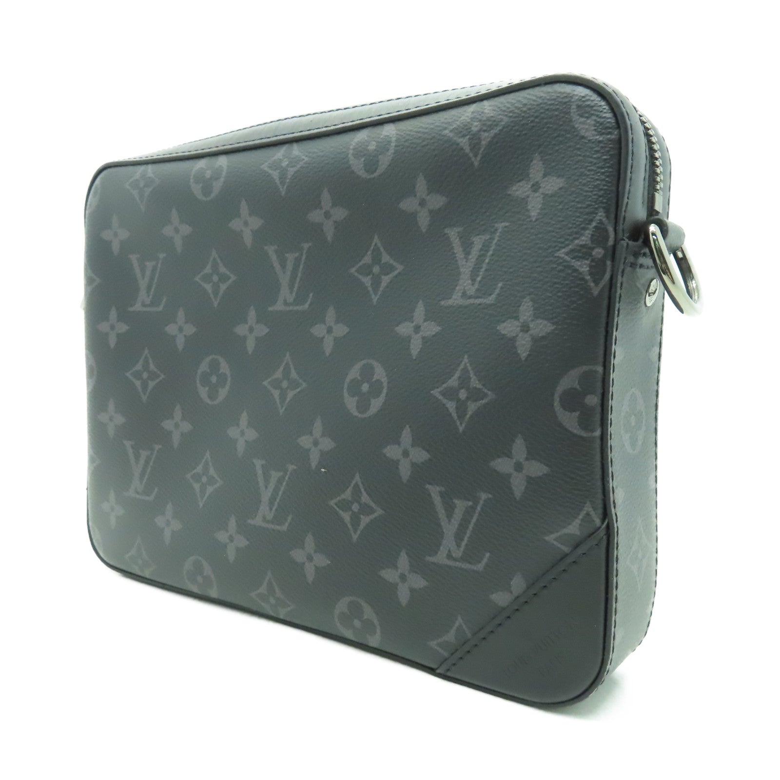LOUIS VUITTON Monogram Eclipse Trio銀扣肩背袋灰色/黑色