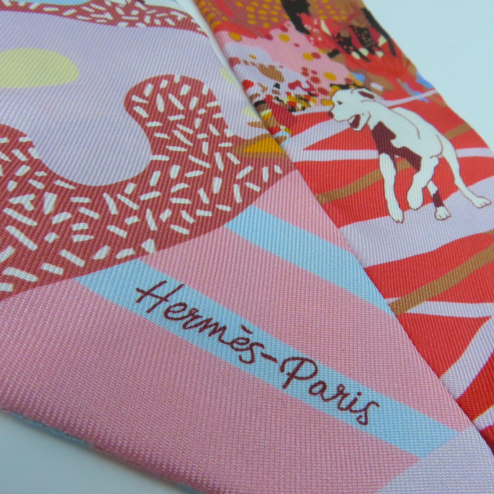 HERMES 絲質Twilly絲巾彩色