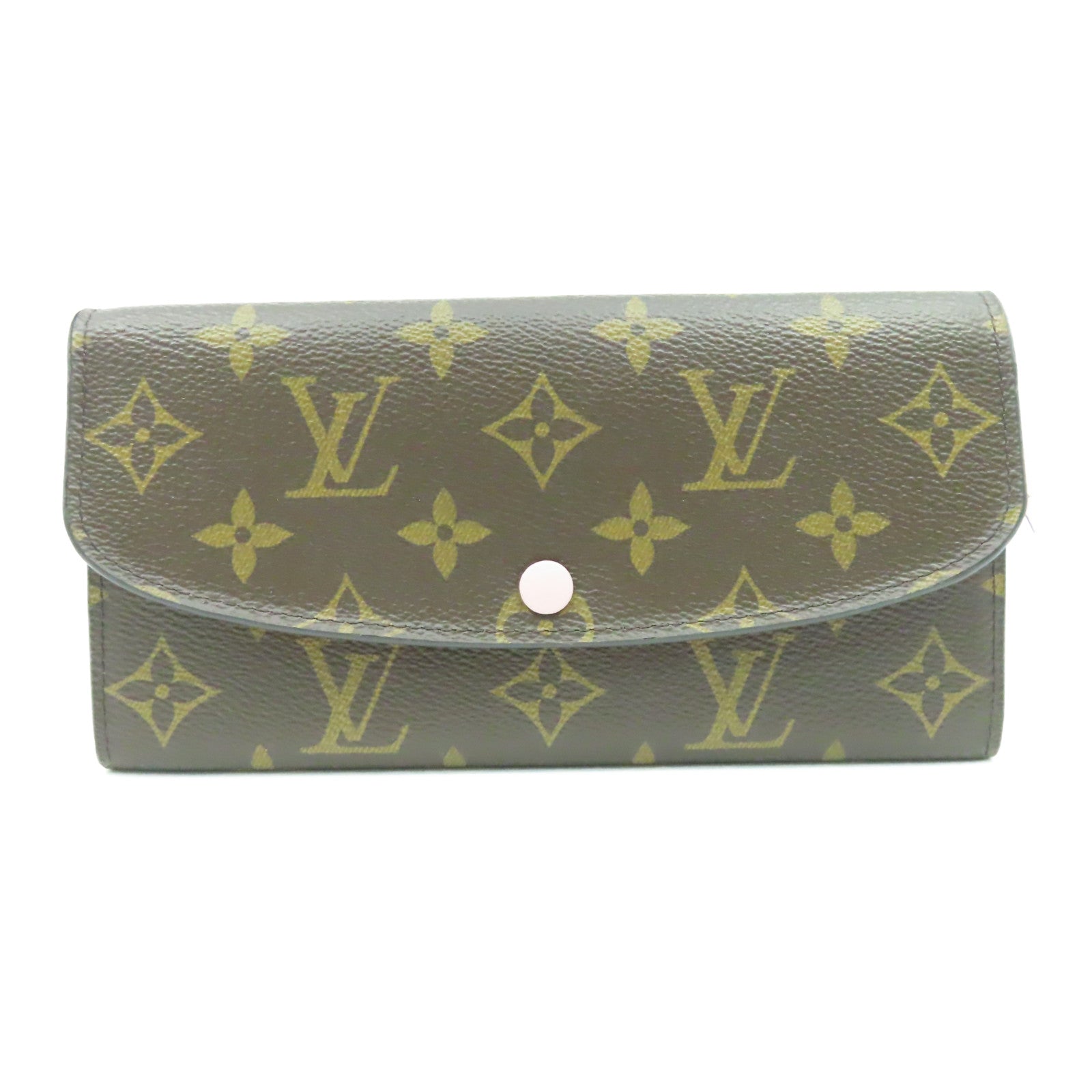 LOUIS VUITTON Monogram Emilie Ming金扣長錢包棕色/粉紅色