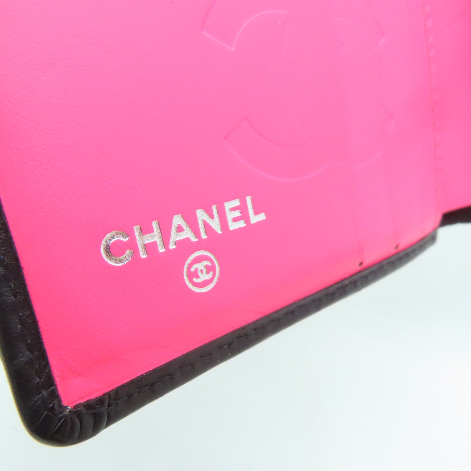 CHANEL 菱格羊皮皮革Cambon Wallet銀扣錢包黑色