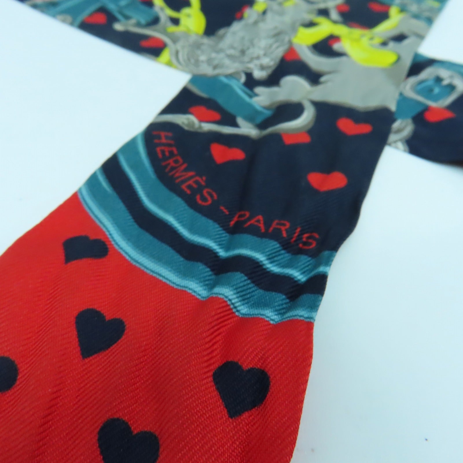 HERMES 絲質Twilly Scarf絲巾藍色/紅色