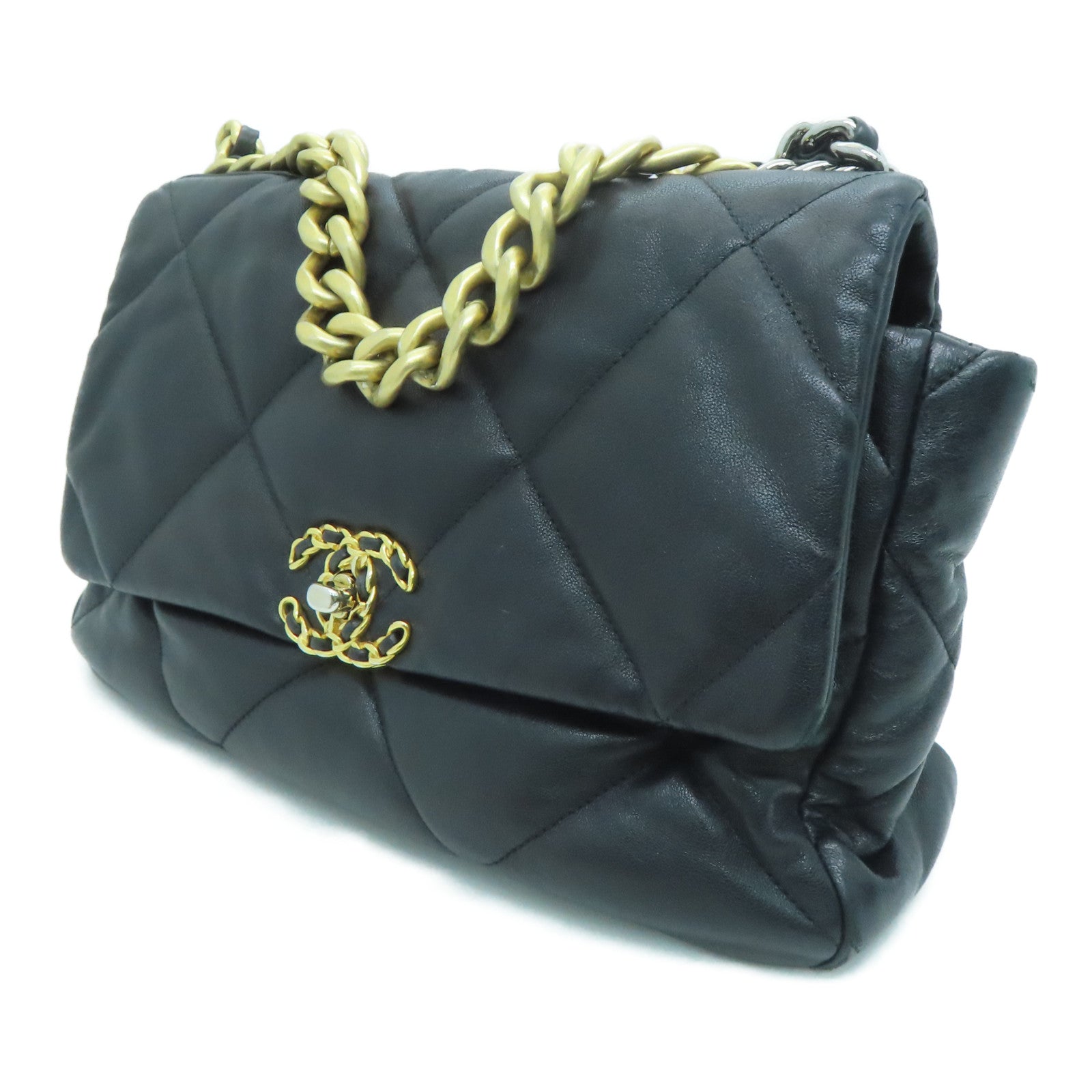 CHANEL 菱格牛皮皮革２Way Shoulder手挽肩背用袋黑色