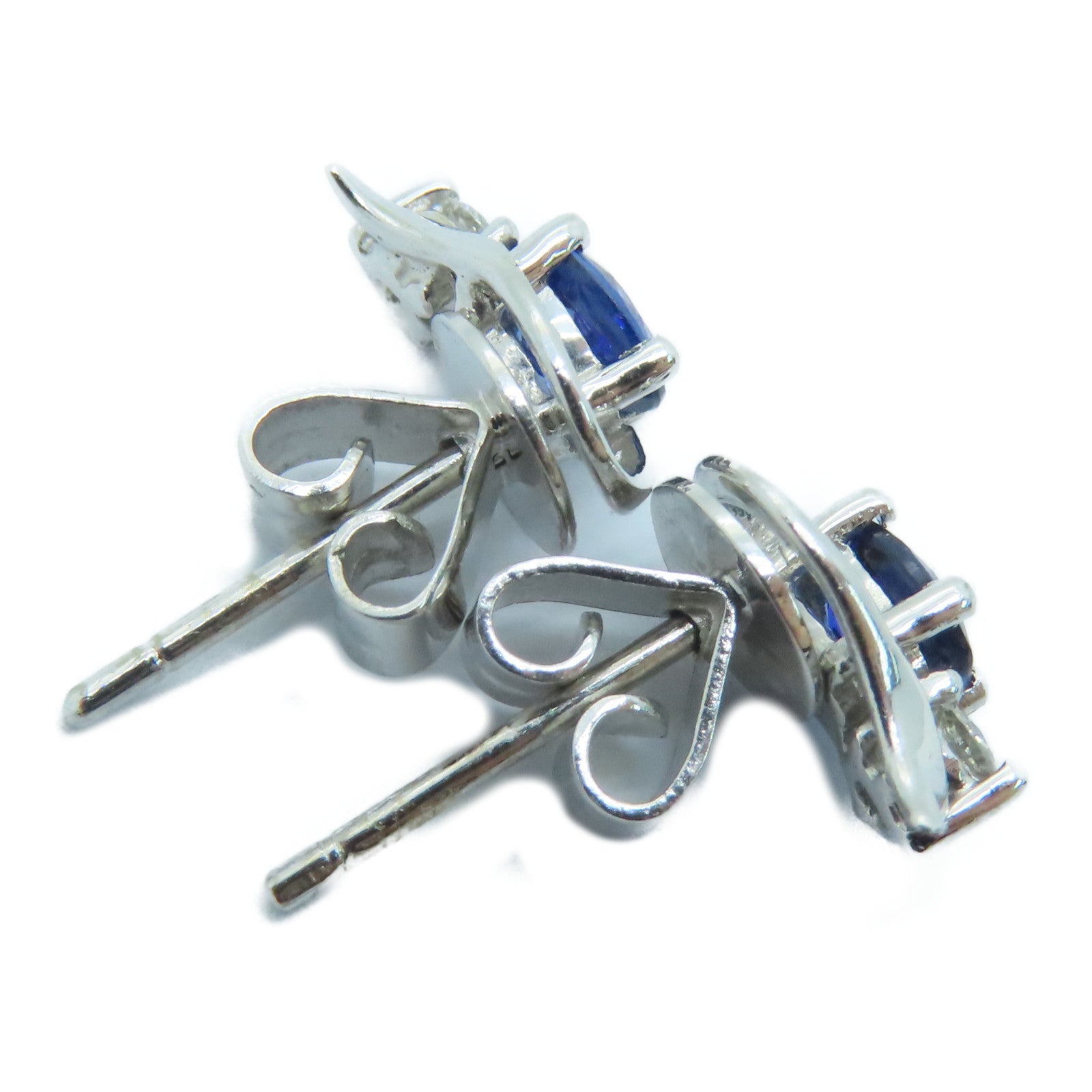 JEWELRY 18K White Gold Earrings Sapphire Earrings