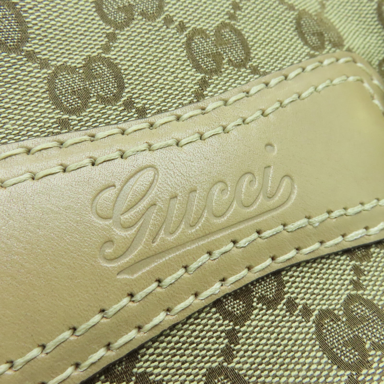 GUCCI Canvas Boston Bag Gold Buckle Boston Bag Beige
