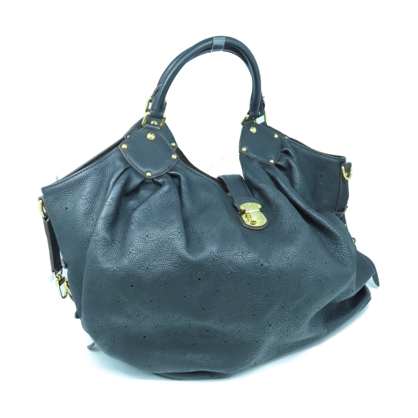 LOUIS VUITTON Mahina Mahina XL金扣手挽袋黑色