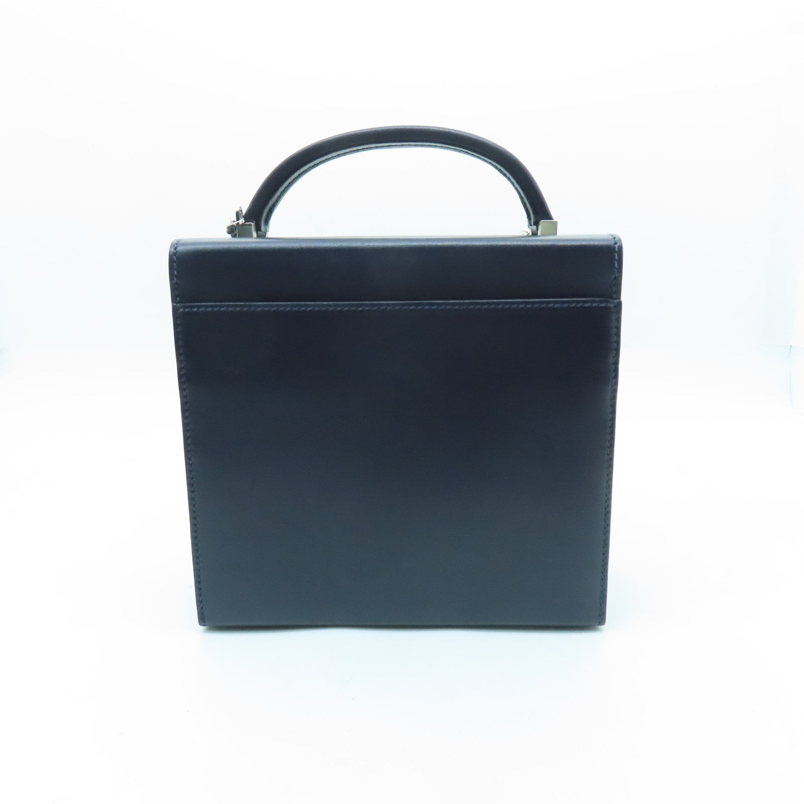 HERMES Tadelakt皮革Cinhetic銀扣肩背袋夜藍色