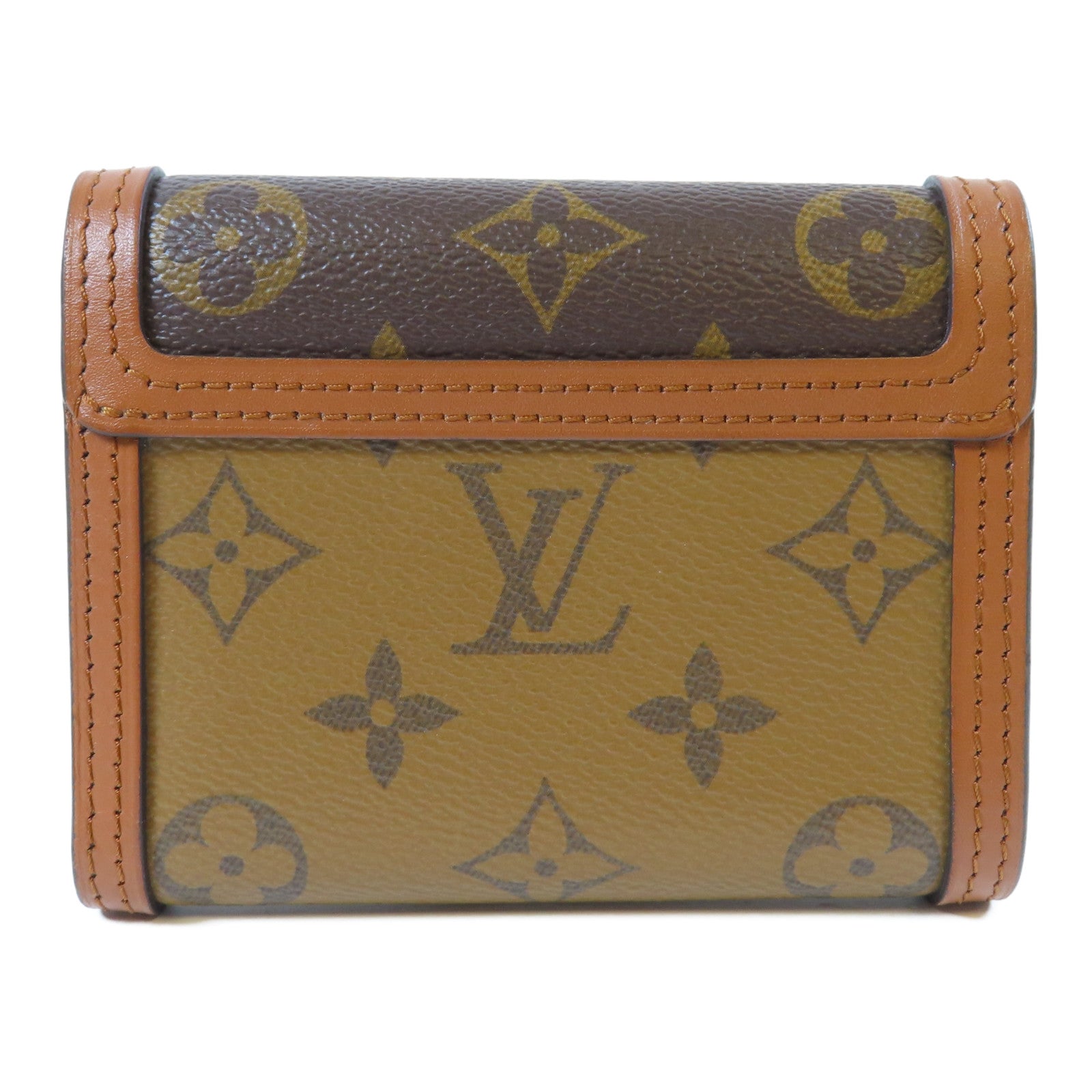LOUIS VUITTON Monogram Reverse Dauphine金扣錢包啡色