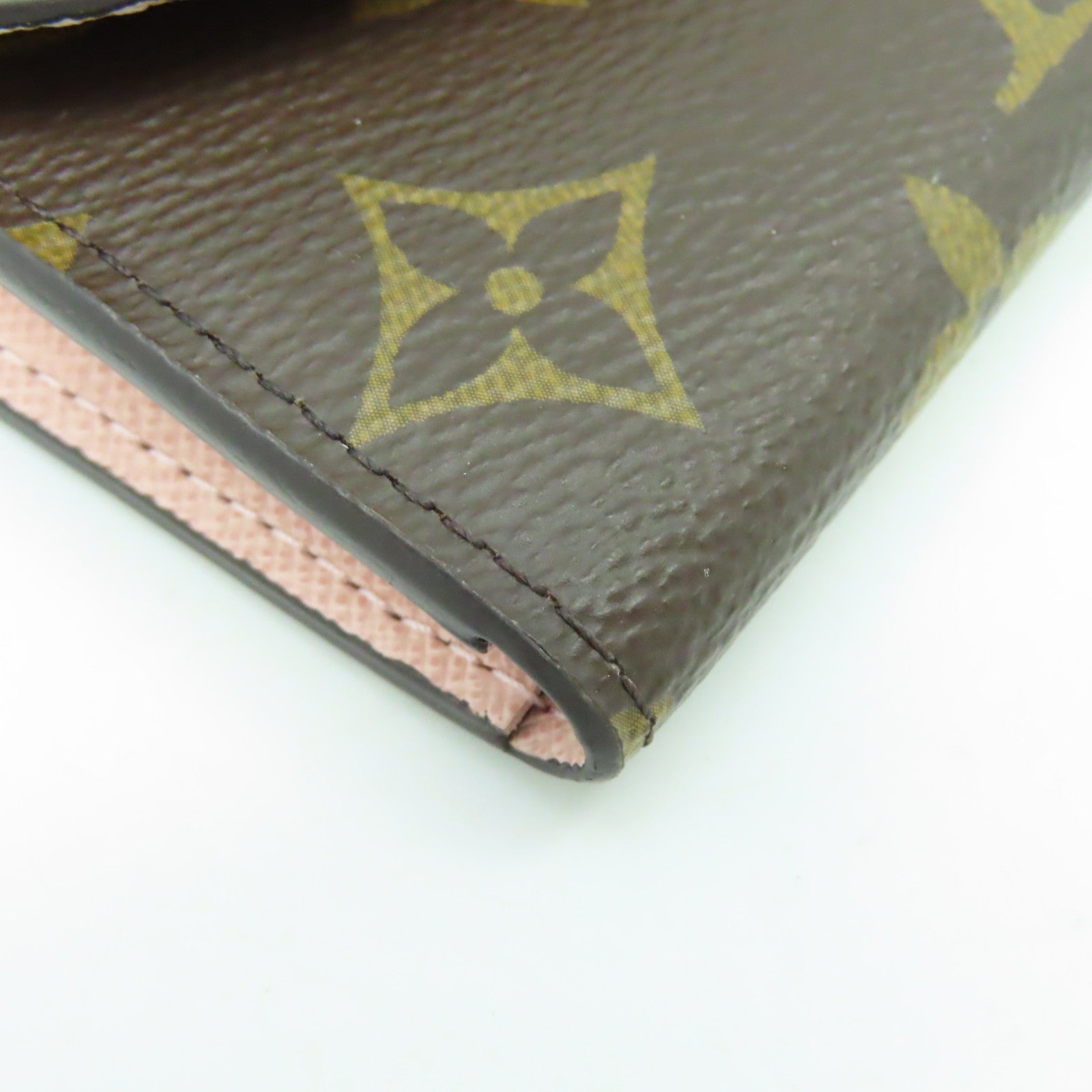 LOUIS VUITTON Monogram Emilie Ming金扣長錢包棕色/粉紅色