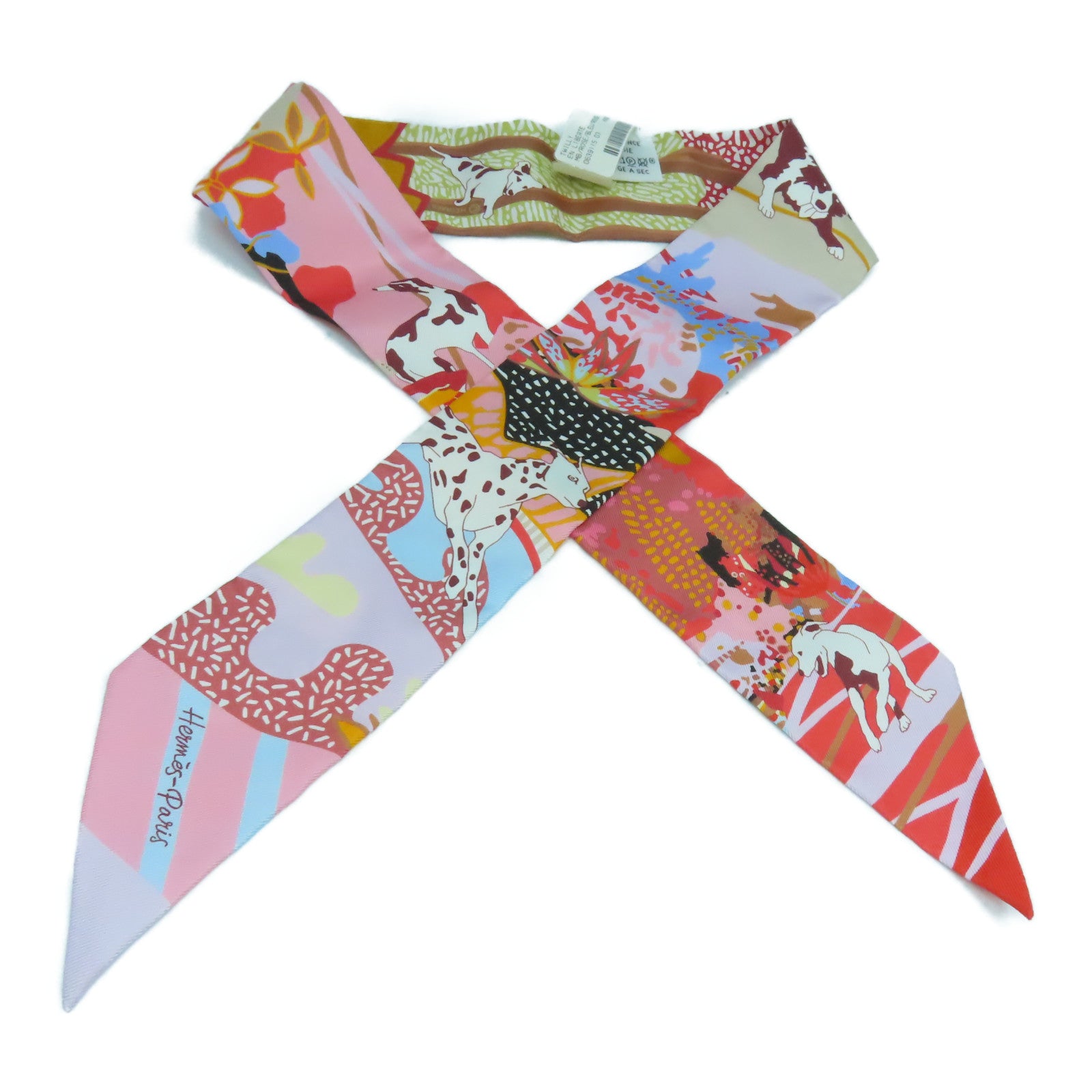HERMES 絲質Twilly絲巾彩色