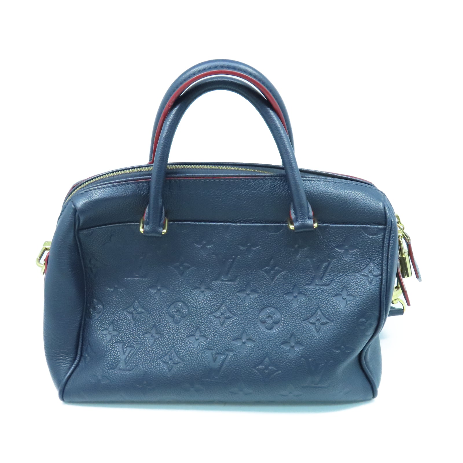 LOUIS VUITTON Monogram Empreient Speedy 25 Bandouliere金扣手挽袋藍色
