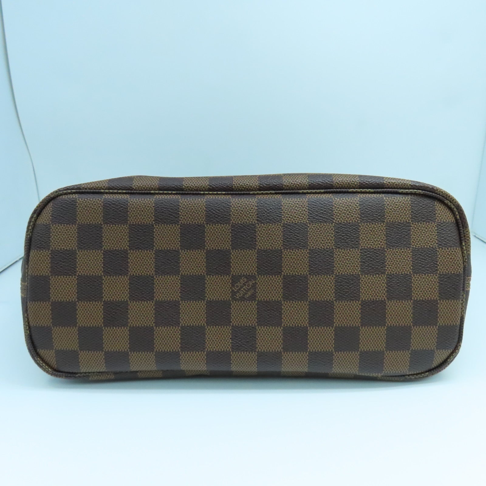 LOUIS VUITTON Damier Neverfull PM金扣手挽袋啡色