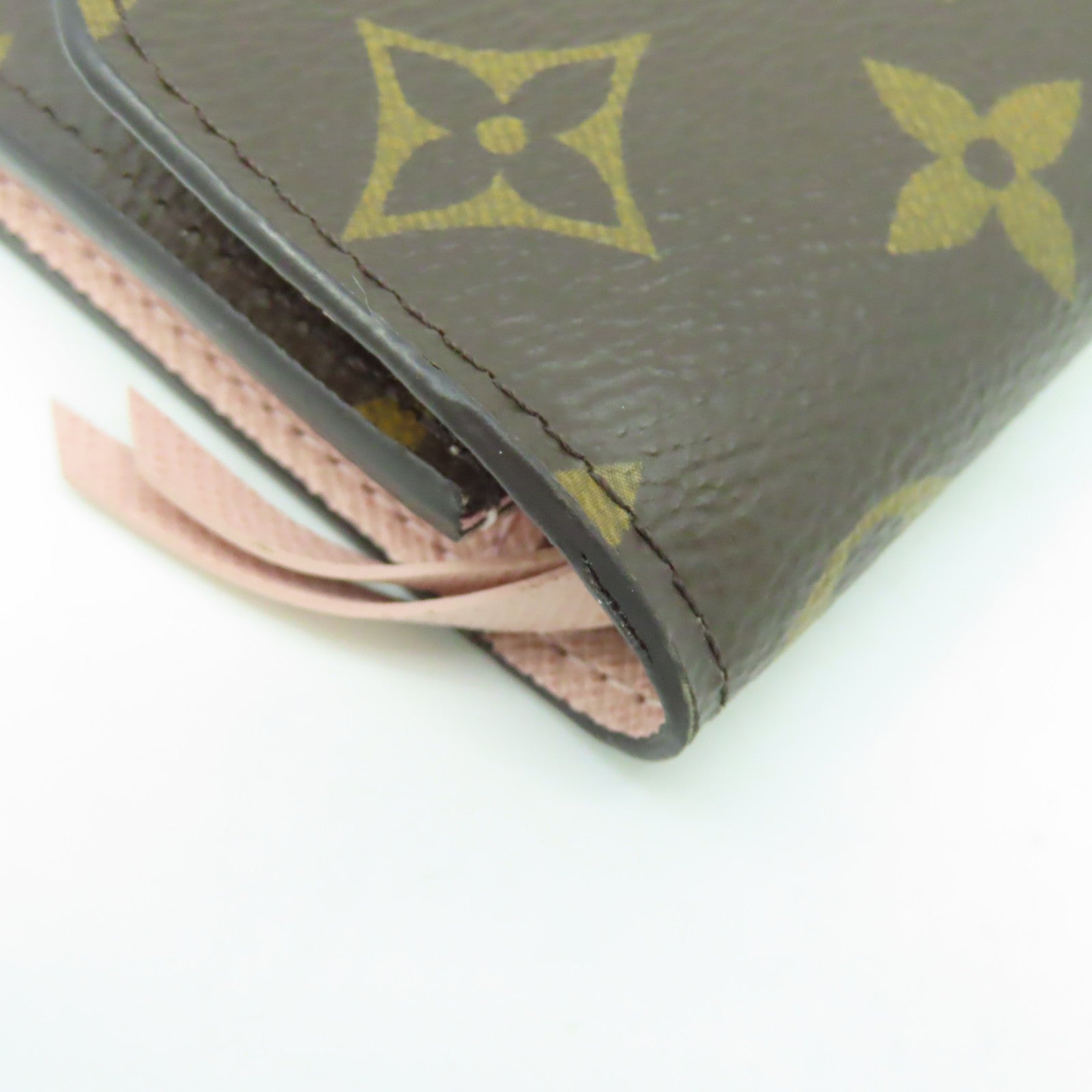 LOUIS VUITTON Monogram Emilie Ming金扣長錢包棕色/粉紅色