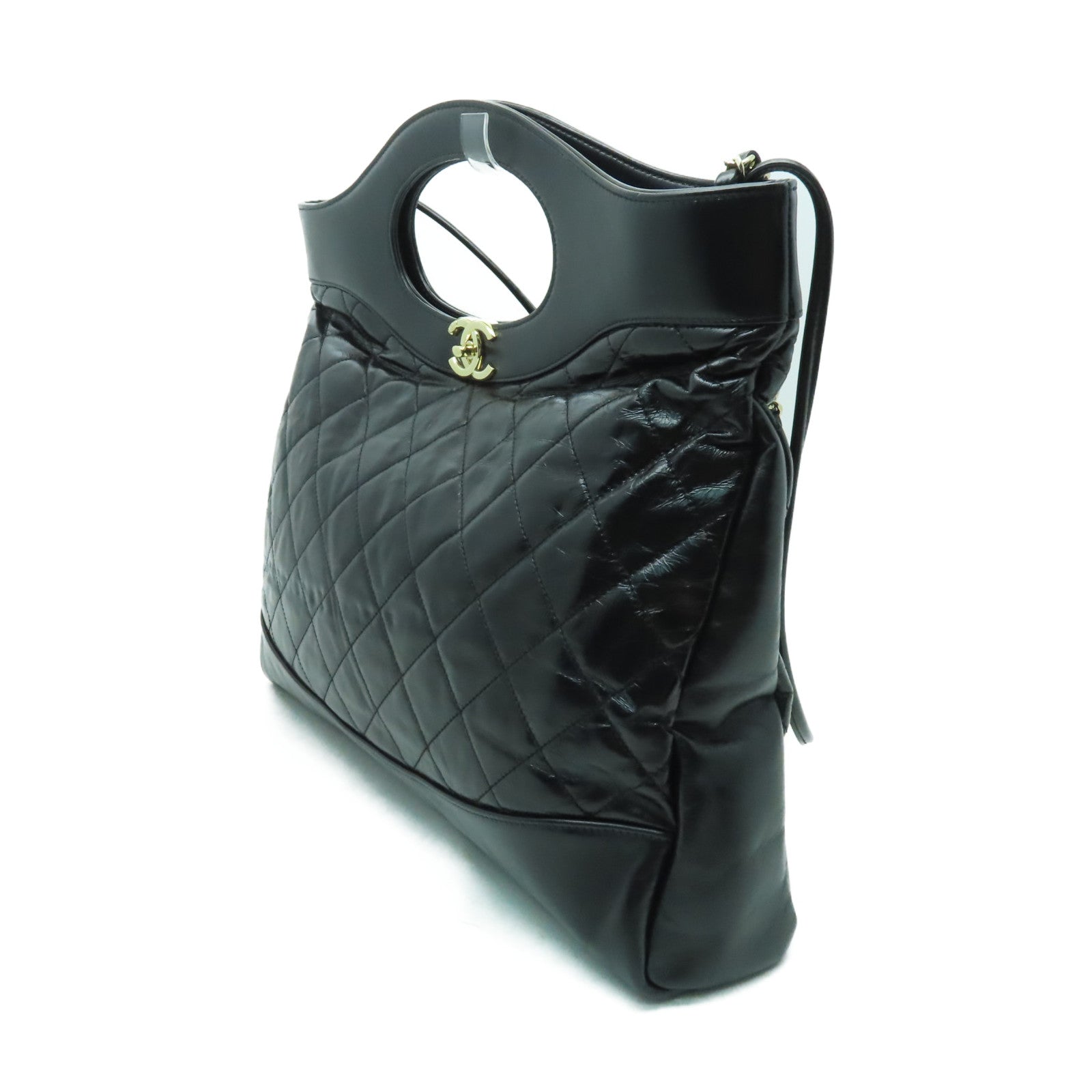CHANEL 【激減優惠】菱格羊皮皮革Shoulder Bag金扣鏈帶手挽肩背兩用袋黑色