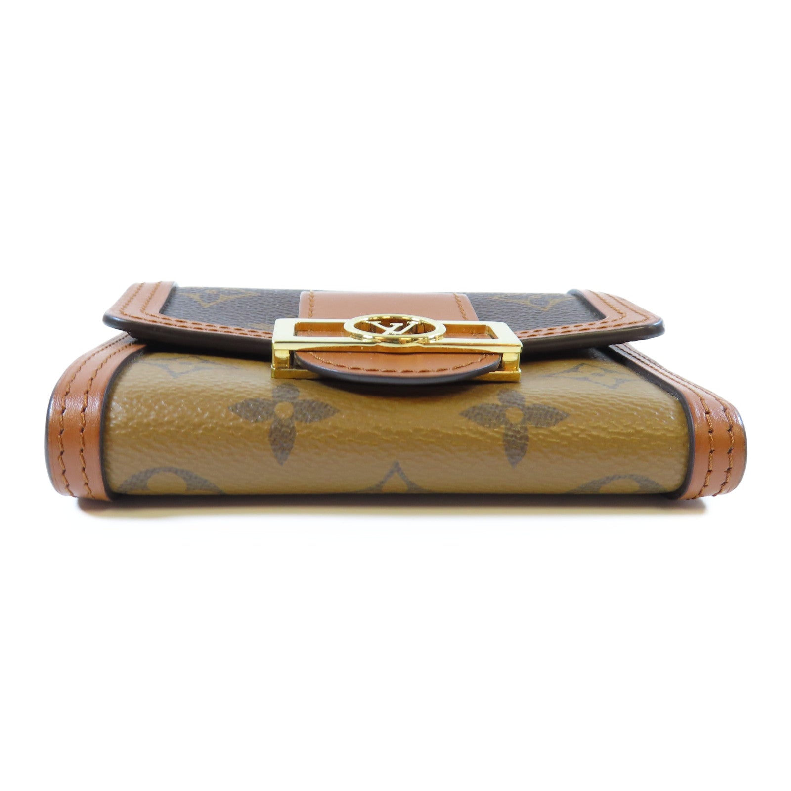 LOUIS VUITTON Monogram Reverse Dauphine金扣錢包啡色