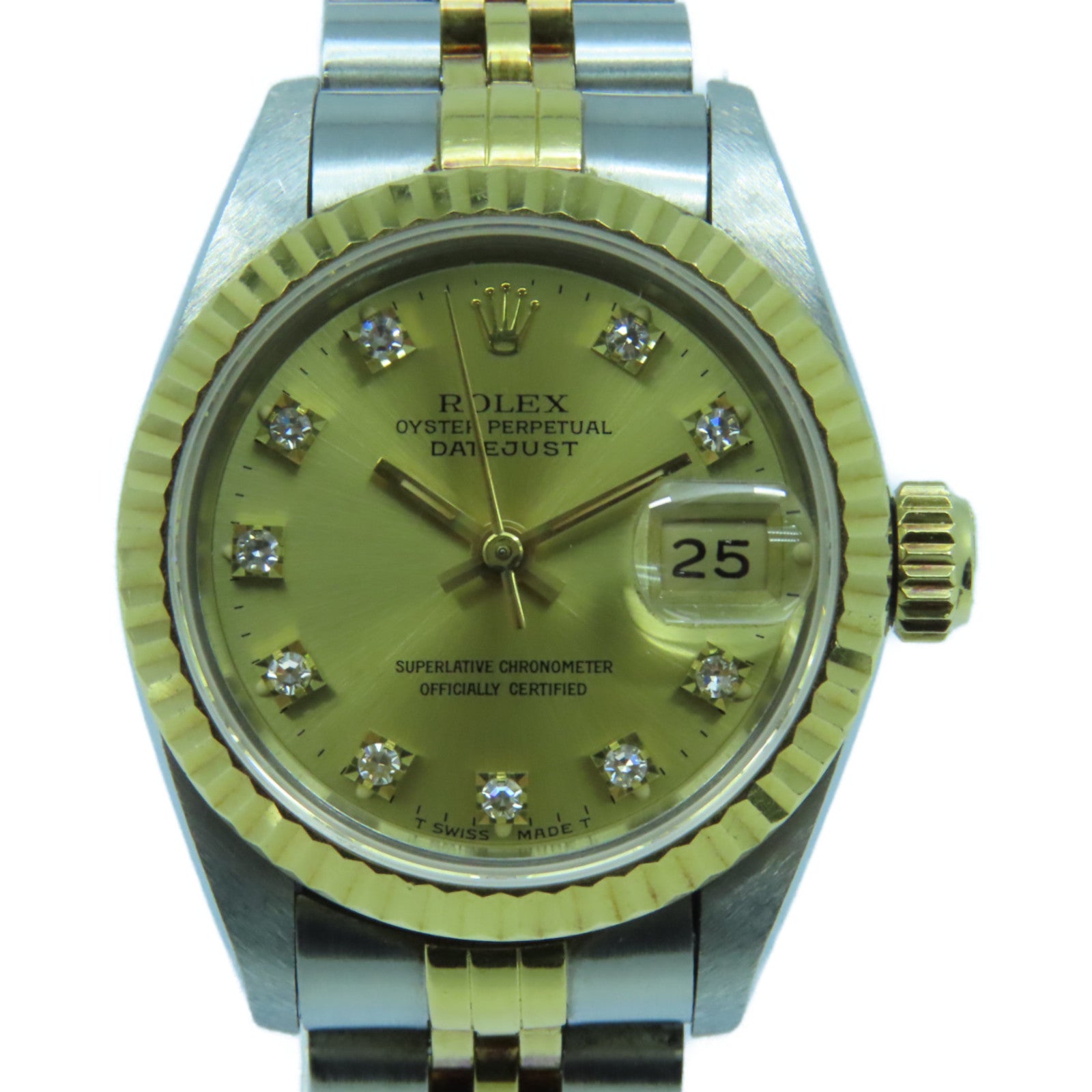 ROLEX 18K黃金Datejust不鏽鋼手錶自動機芯金色