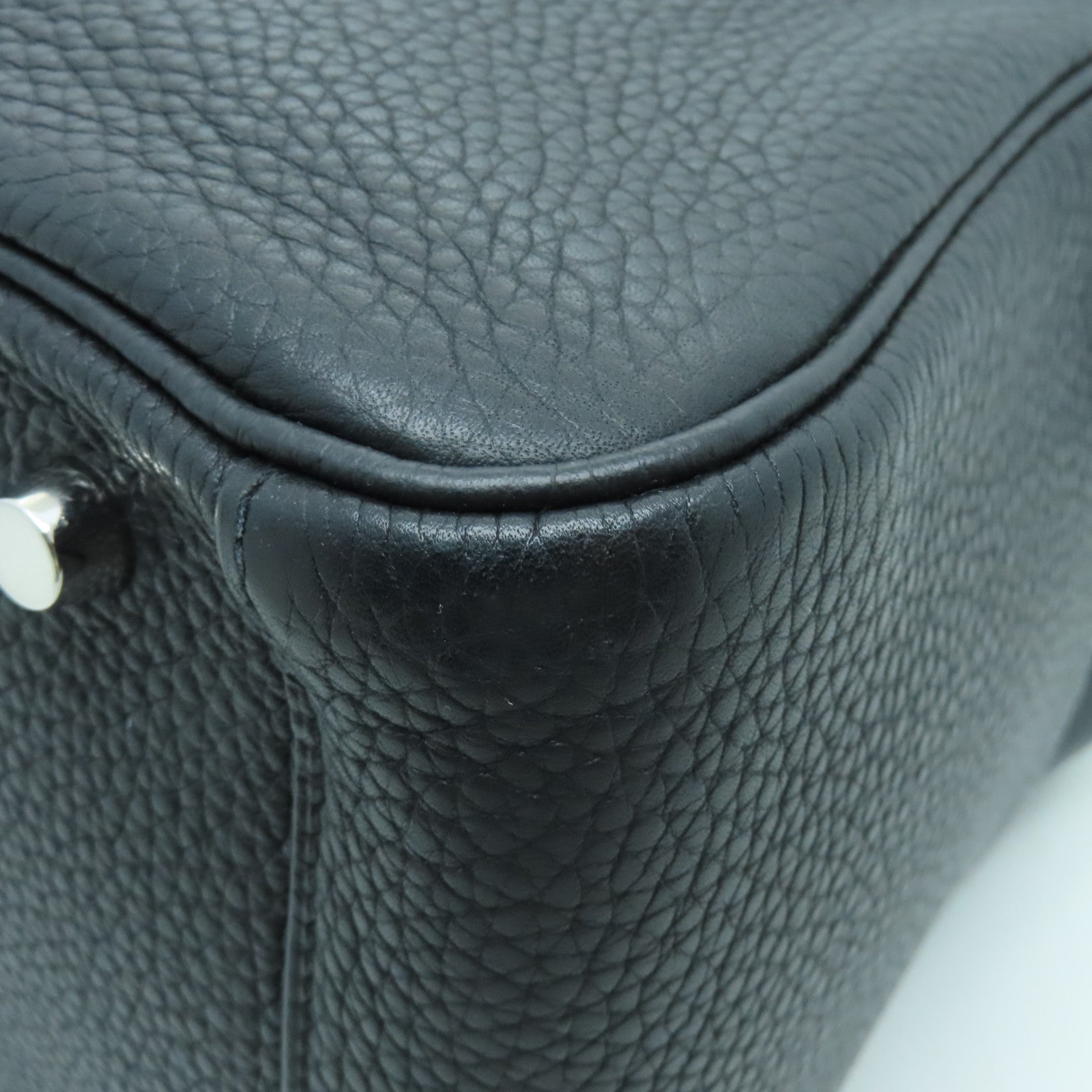 HERMES Clemence皮革Lindy 30銀扣手挽肩背兩用袋黑色