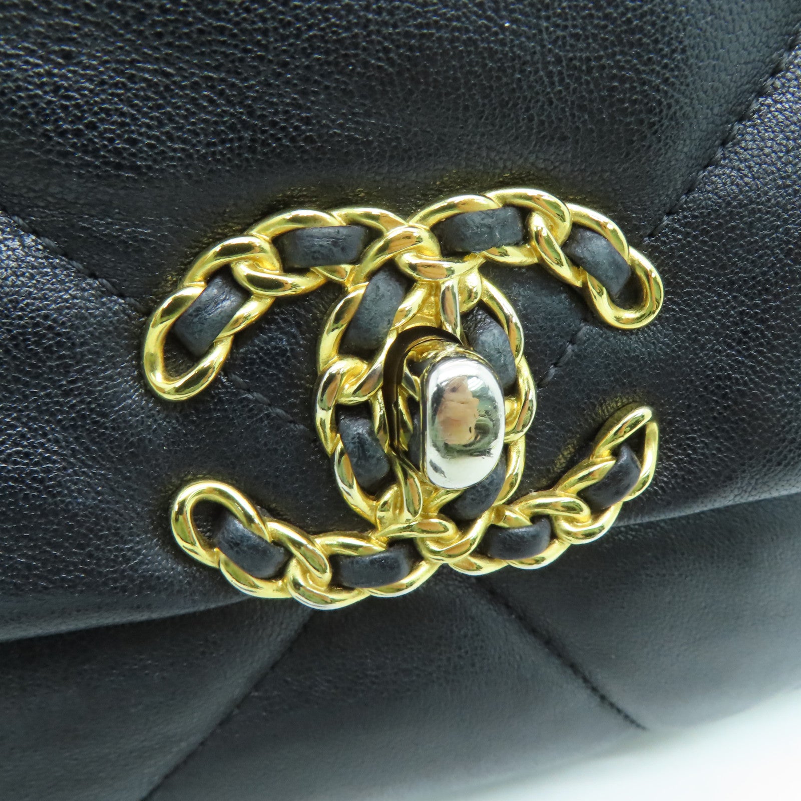 CHANEL 菱格牛皮皮革２Way Shoulder手挽肩背用袋黑色