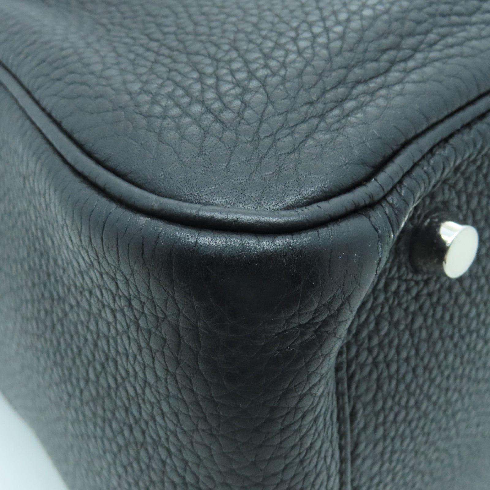 HERMES Clemence皮革Lindy 30銀扣手挽肩背兩用袋黑色