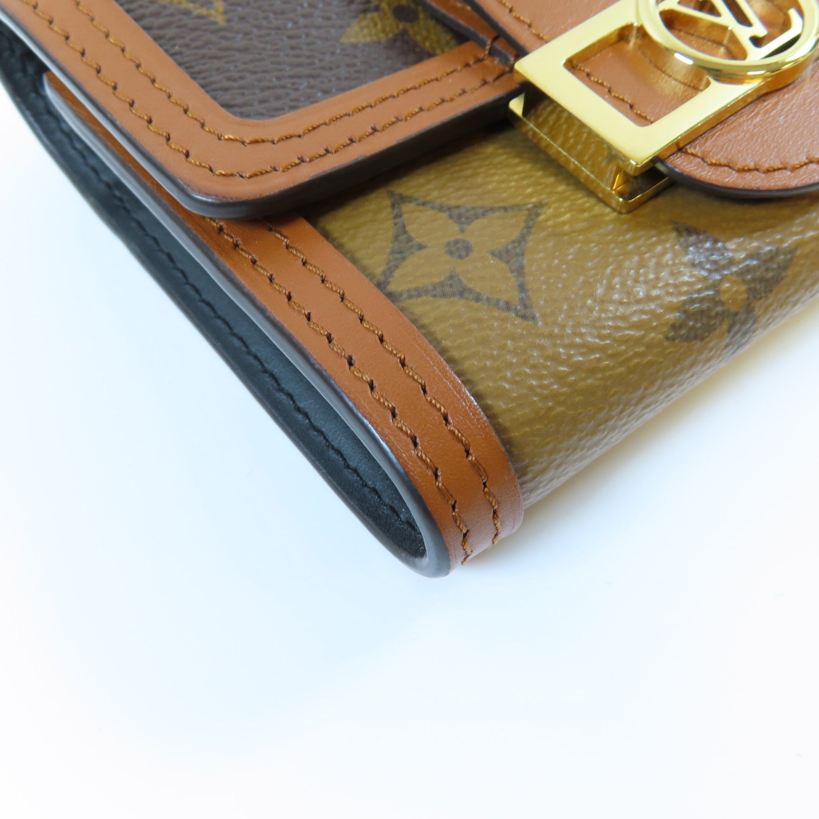 LOUIS VUITTON Monogram Reverse Dauphine金扣錢包啡色