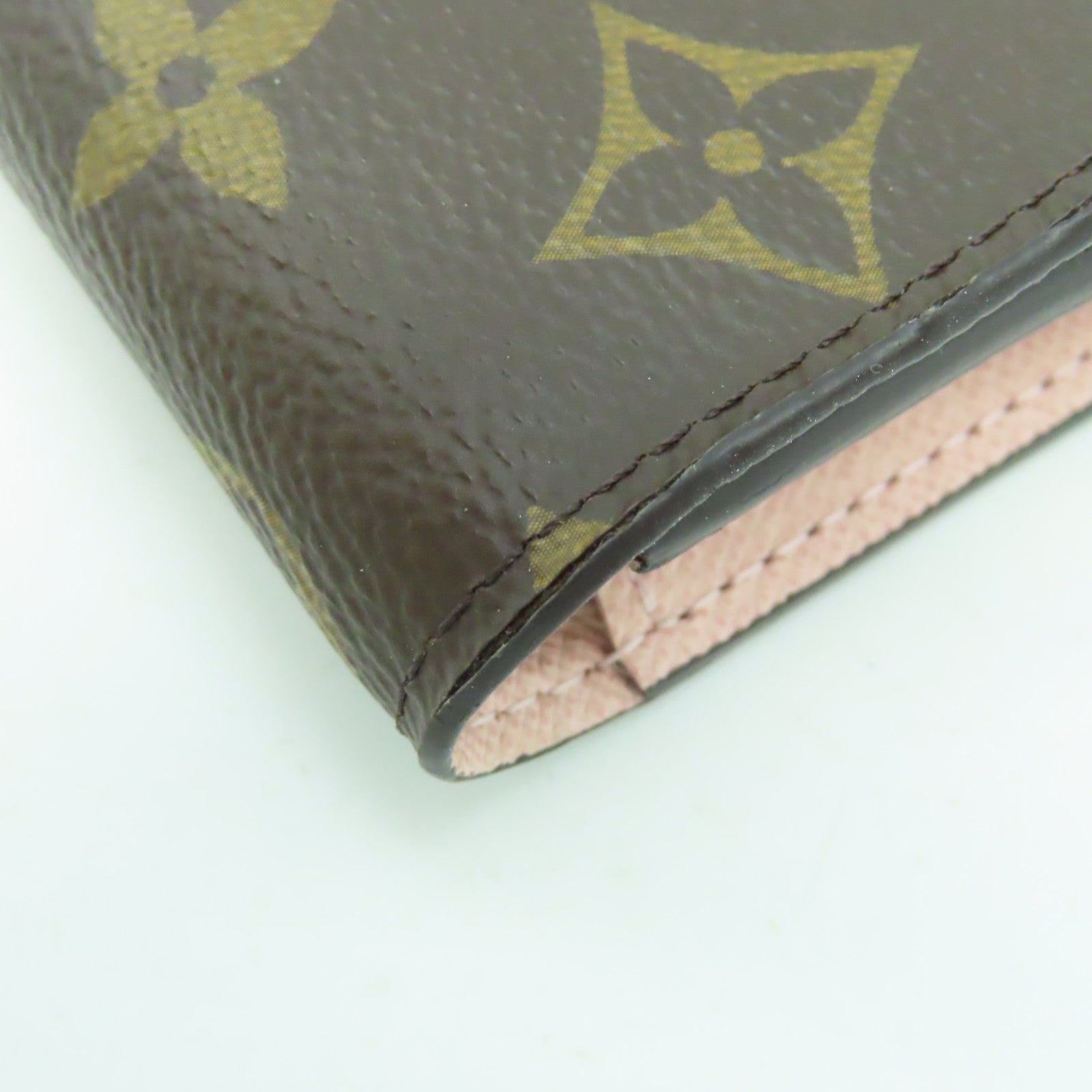 LOUIS VUITTON Monogram Emilie Ming金扣長錢包棕色/粉紅色